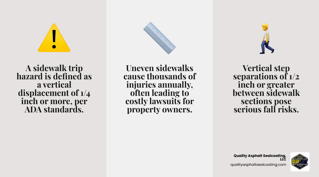 Infographic: What is a Sidewalk Trip Hazard and How to Address It for Safety - Sidewalk trip hazard repair infographic 3_facts_emoji_grey