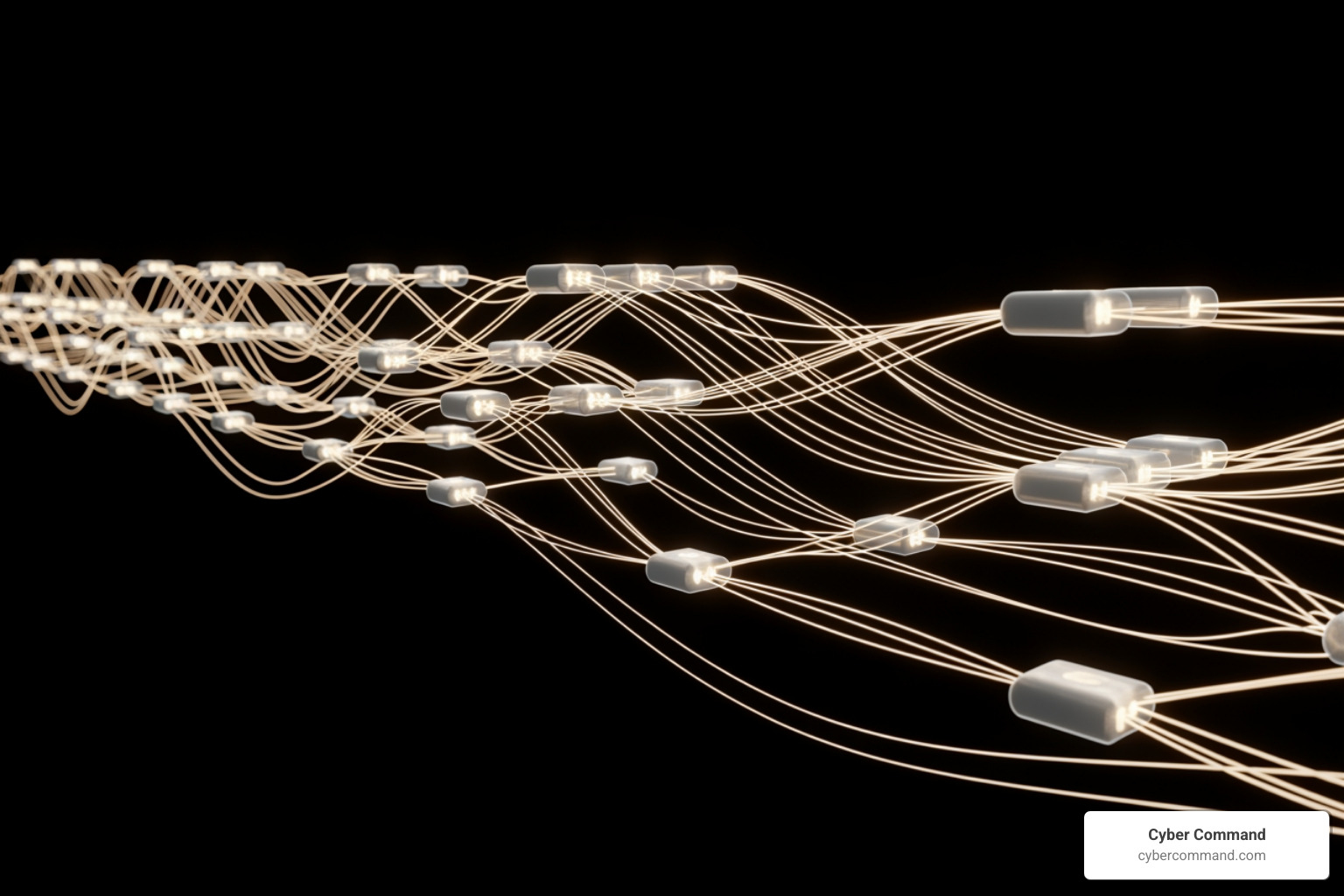 Neural network architecture showing layers of interconnected nodes processing data from input to output - AI solutions enterprise