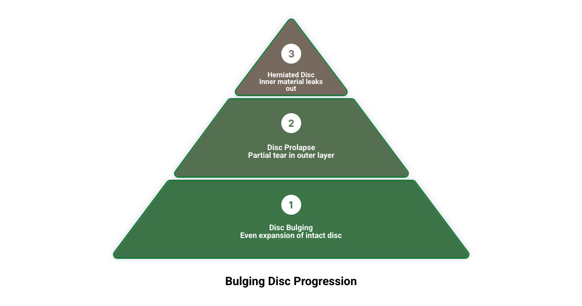 Infographic explaining the progression of disc protrusion - Bulging disc in neck infographic 3_stage_pyramid
