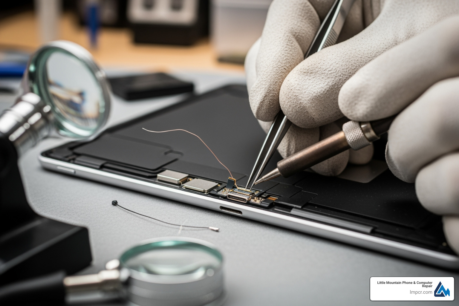 A high-quality braided USB-C cable showing reinforced neck protection - iPad charging port repair