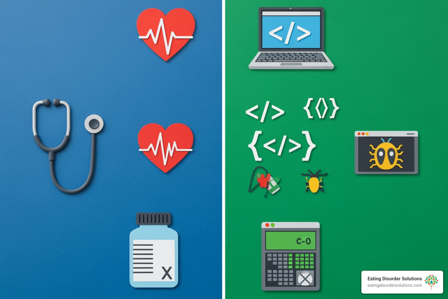 digital split screen with medical and coding icons - What is BDD