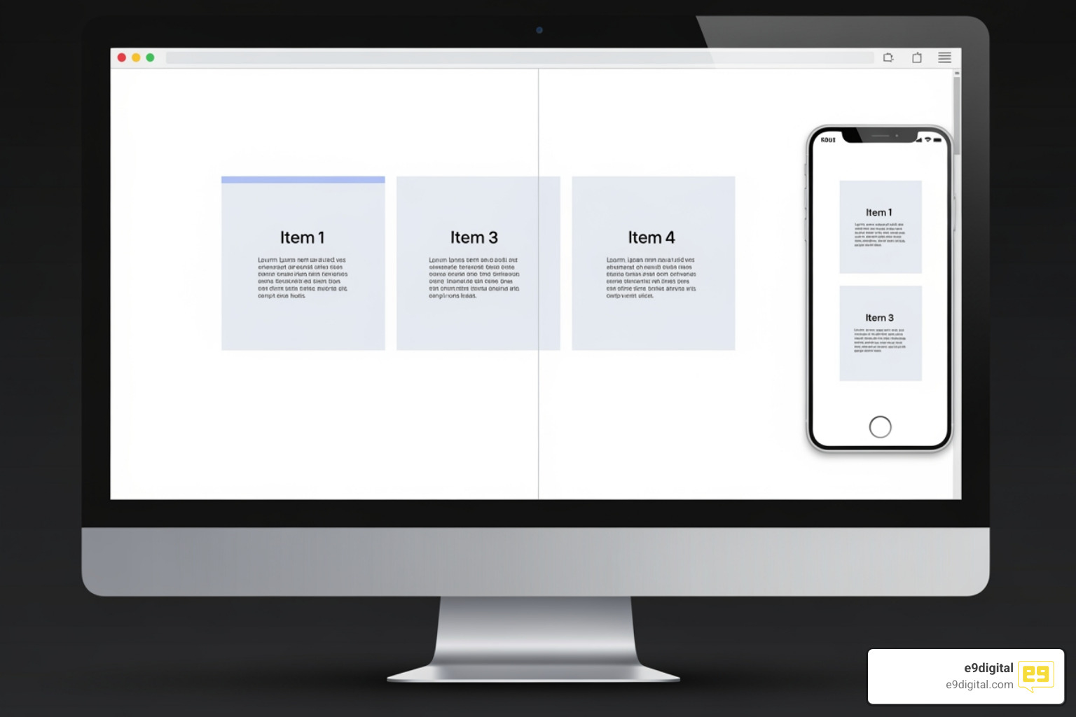 a grid layout shifting from three columns to one - Mobile responsive web design