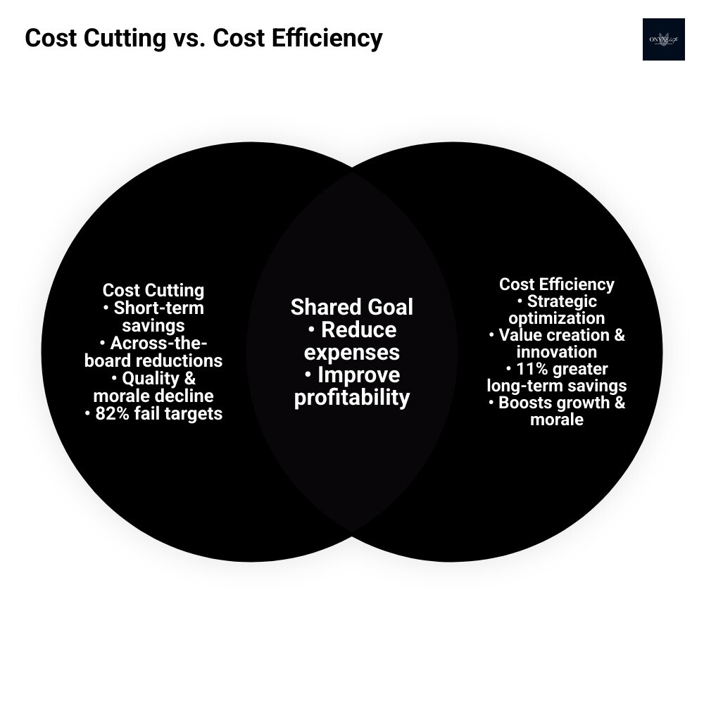 infographic showing the key differences between cost cutting and cost efficiency - cost efficiency solutions infographic venn_diagram