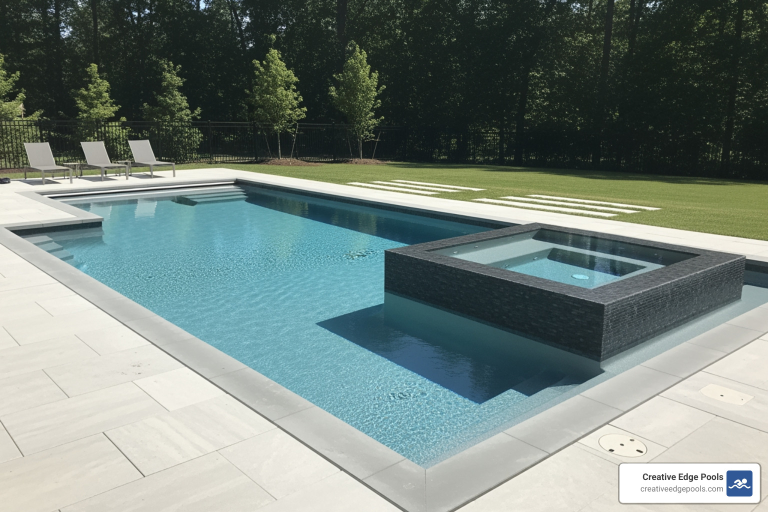modern geometric gunite pool with integrated spa - Gunite pool design ideas modern geometric gunite pool with integrated spa - Gunite pool design ideas