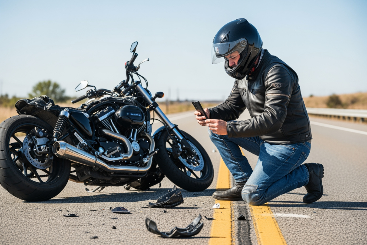 rider documenting evidence at the scene of a motorcycle accident - lawyers for motorcycle accidents rider documenting evidence at the scene of a motorcycle accident - lawyers for motorcycle accidents