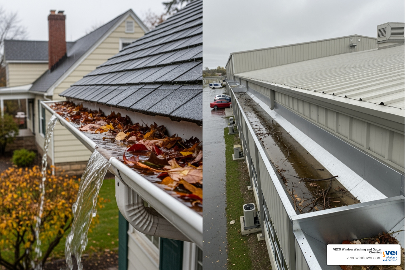 comparing residential and commercial gutter scales - commercial building gutter cleaning