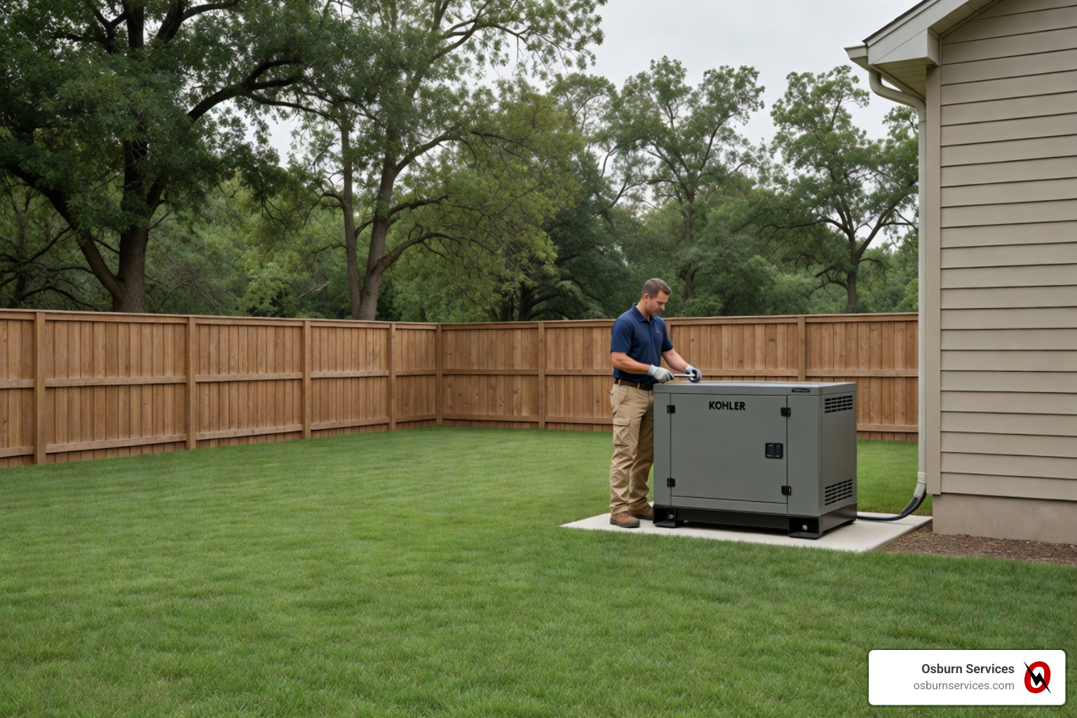 A professional technician installing a home generator. - automatic generator price for home A professional technician installing a home generator. - automatic generator price for home
