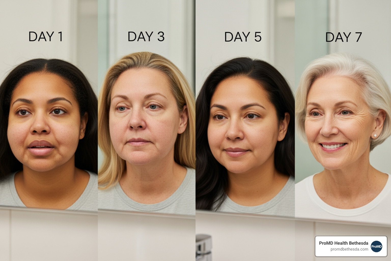 patient looking in the mirror day by day showing the gradual reduction of swelling after sculptra - how long does sculptra swelling last patient looking in the mirror day by day showing the gradual reduction of swelling after sculptra - how long does sculptra swelling last