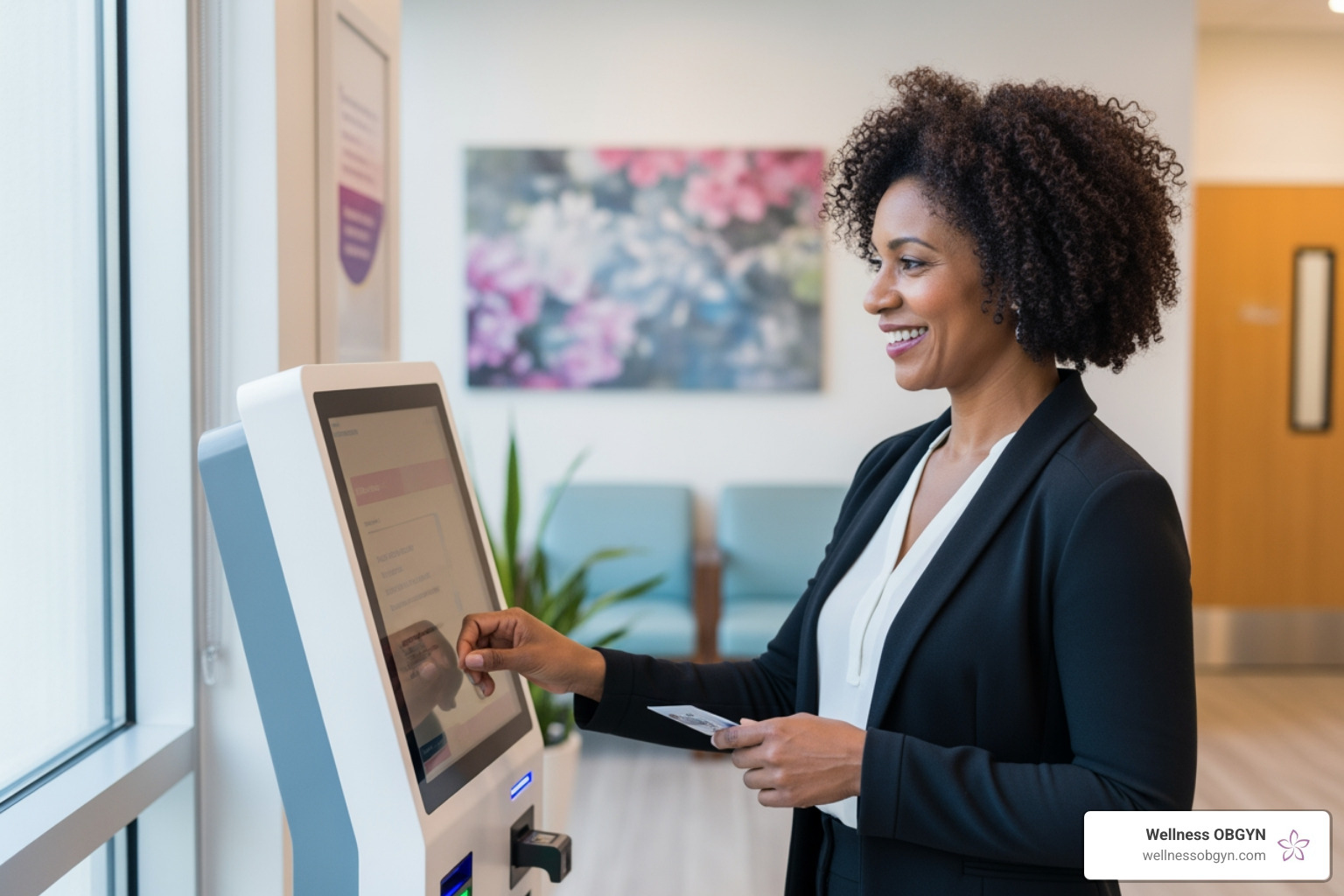 patient checking in via digital kiosk - obgyn near me walk-in clinic patient checking in via digital kiosk - obgyn near me walk-in clinic