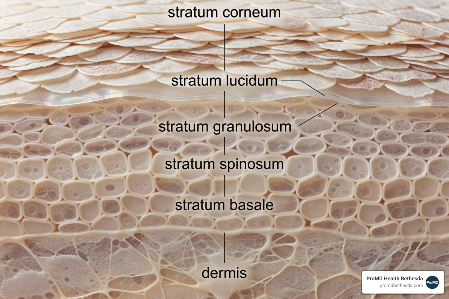 microscopic layers of the epidermis showing the stratum corneum, stratum lucidum, and the transition to the dermis - how do chemical peels work microscopic layers of the epidermis showing the stratum corneum, stratum lucidum, and the transition to the dermis - how do chemical peels work
