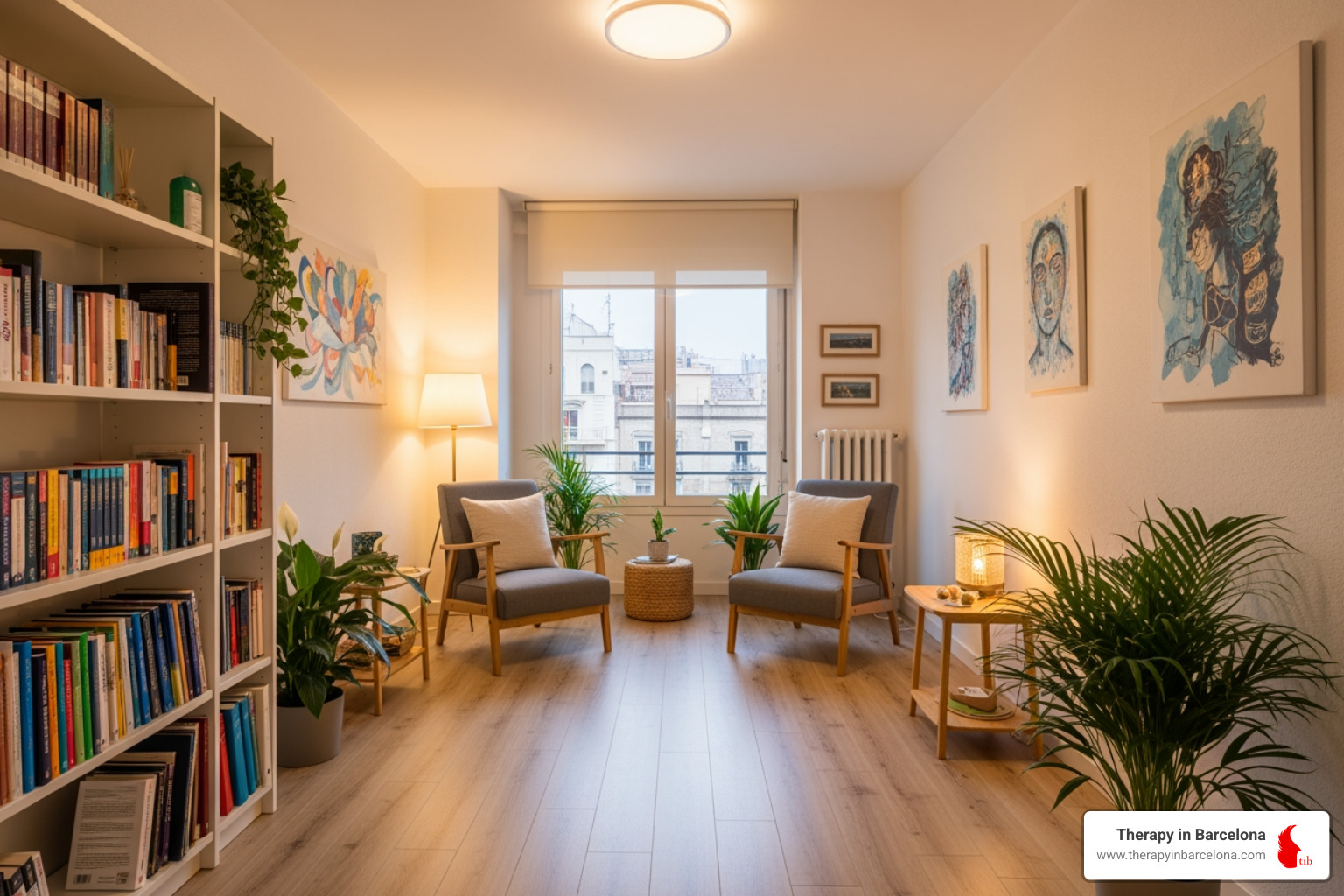 calm, professional therapy room in Barcelona - EMDR therapy for expats calm, professional therapy room in Barcelona - EMDR therapy for expats