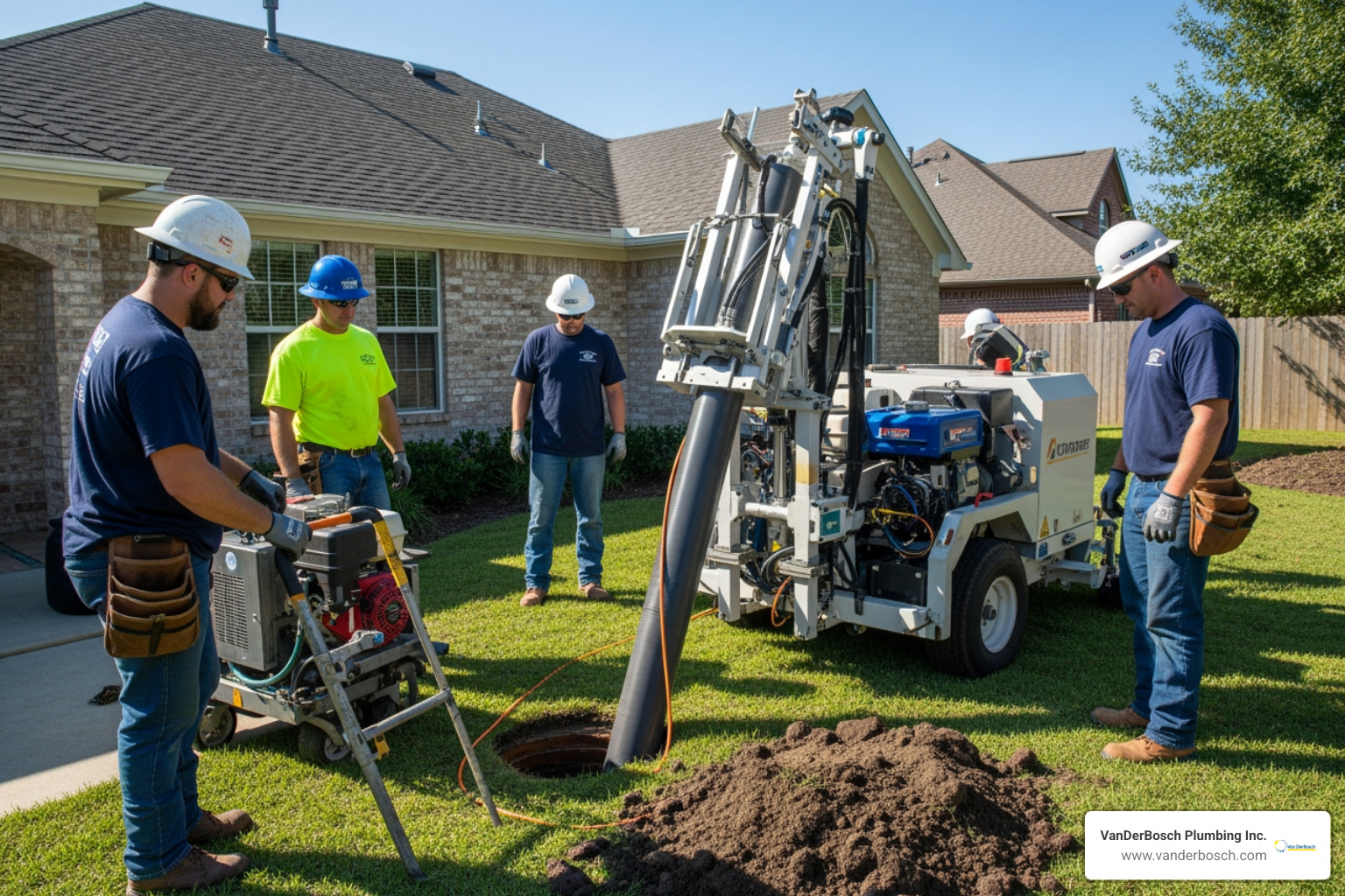 CIPP liner being inserted into a residential sewer line through a small access point - average cost of trenchless sewer repair