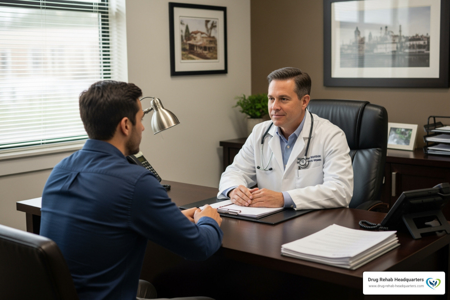 clinical consultation between a specialist and a patient - addiction drug treatment