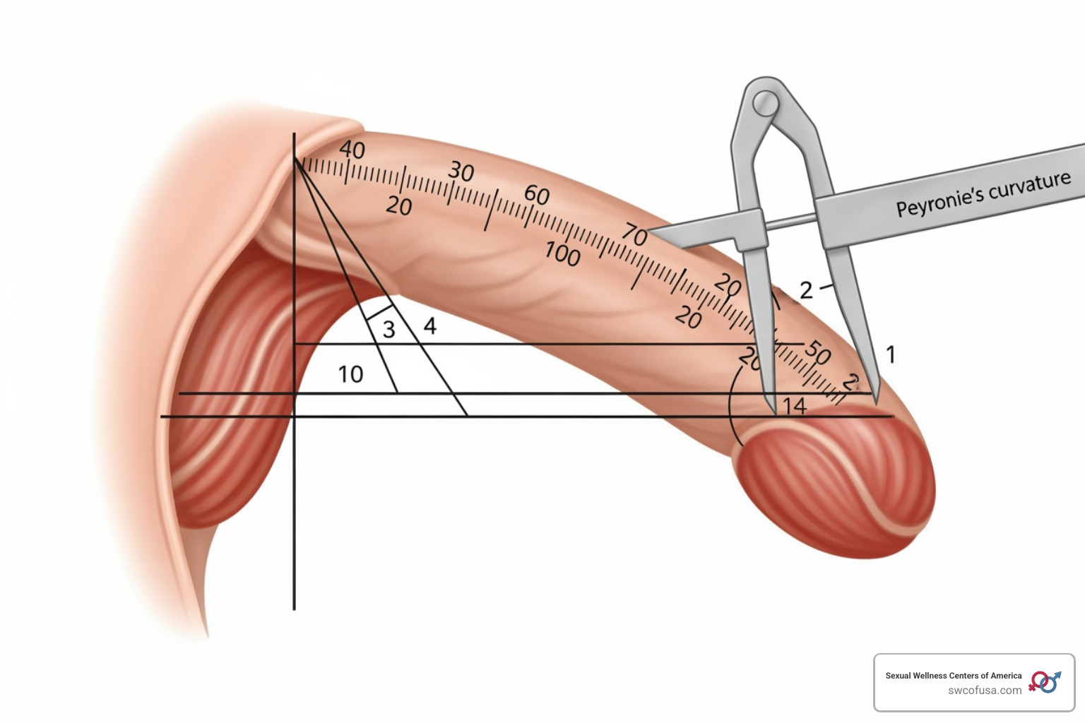 curvature measurement illustration - non surgical treatment for peyronie's disease curvature measurement illustration - non surgical treatment for peyronie's disease