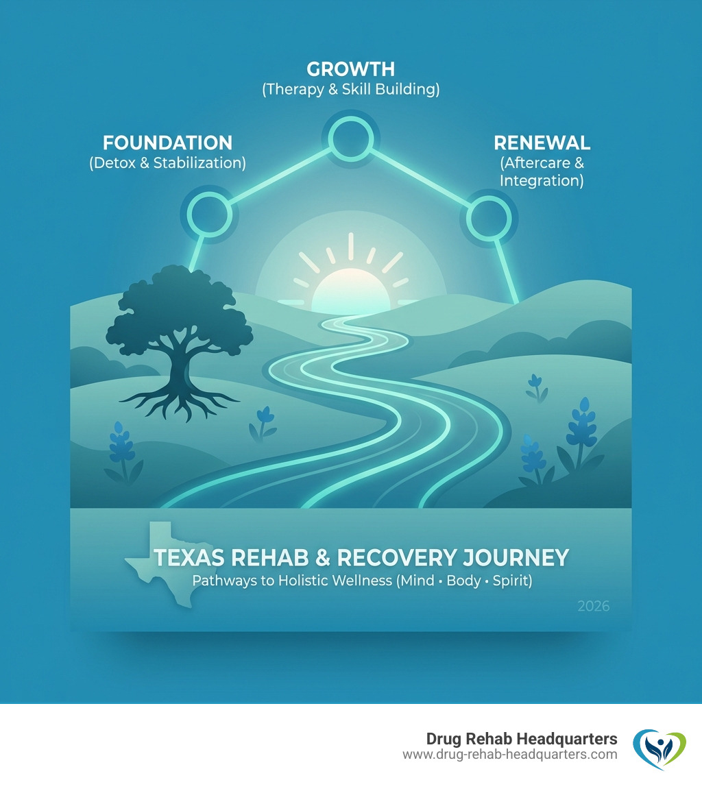 Texas Hill Country landscape with peaceful treatment center - Rehab Centers Texas