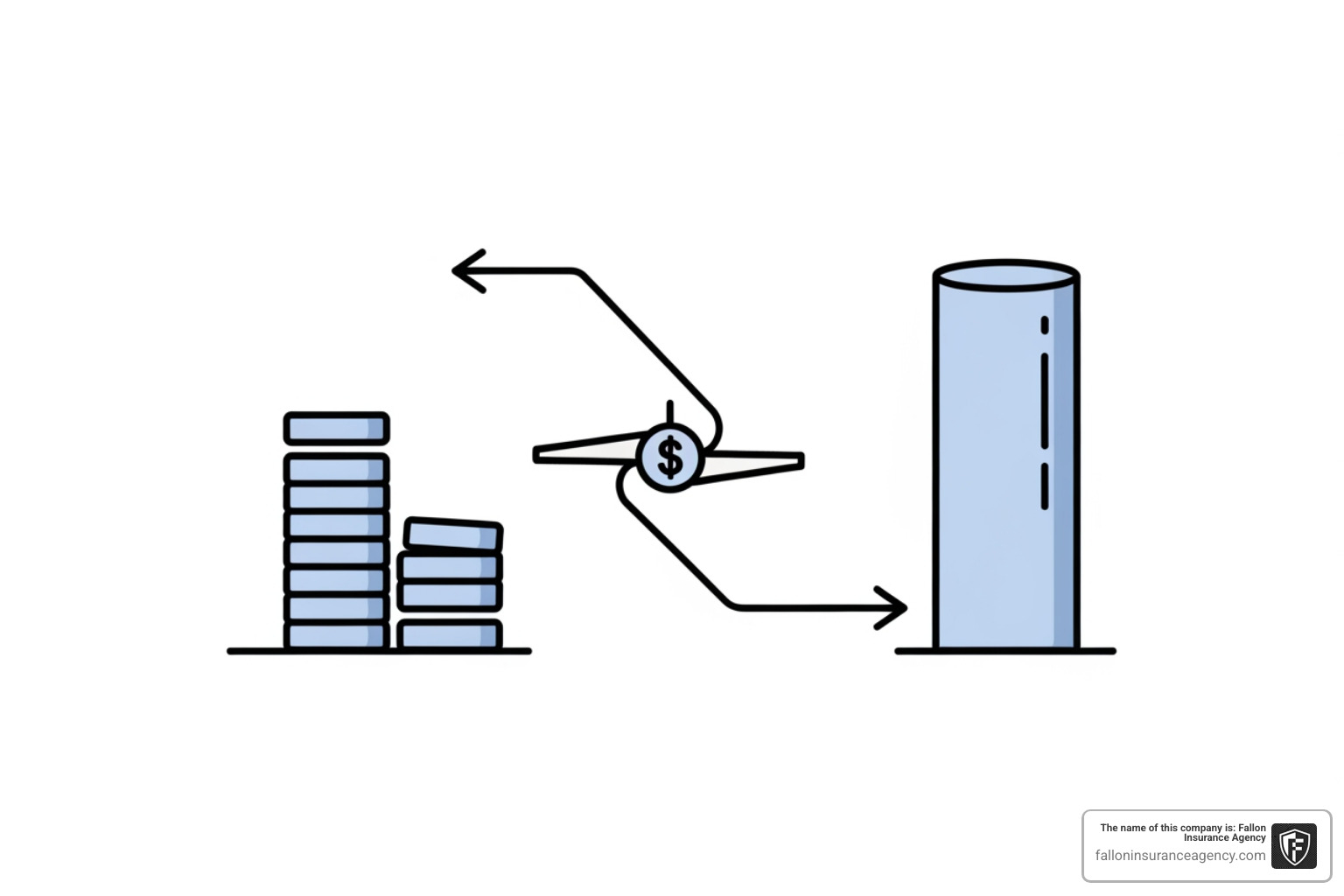 graphic illustrating how higher deductibles lower premiums: A slider showing that as the deductible goes from $500 to $2,500, the annual premium drops from $1,800 to $1,300 - homeowners and auto insurance quotes