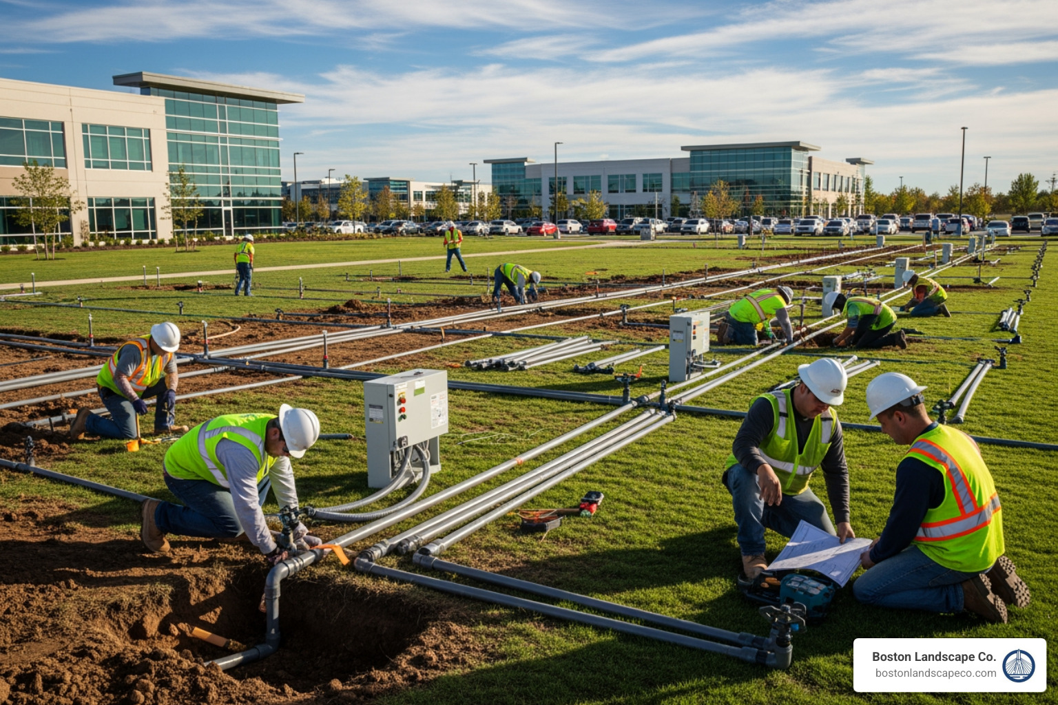 Large-scale commercial irrigation installation - commercial landscaping services