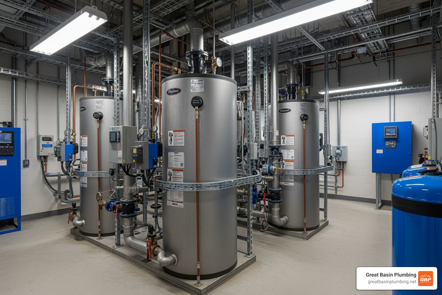 high capacity commercial water heaters in a Sandy business facility - sandy commercial plumbing company