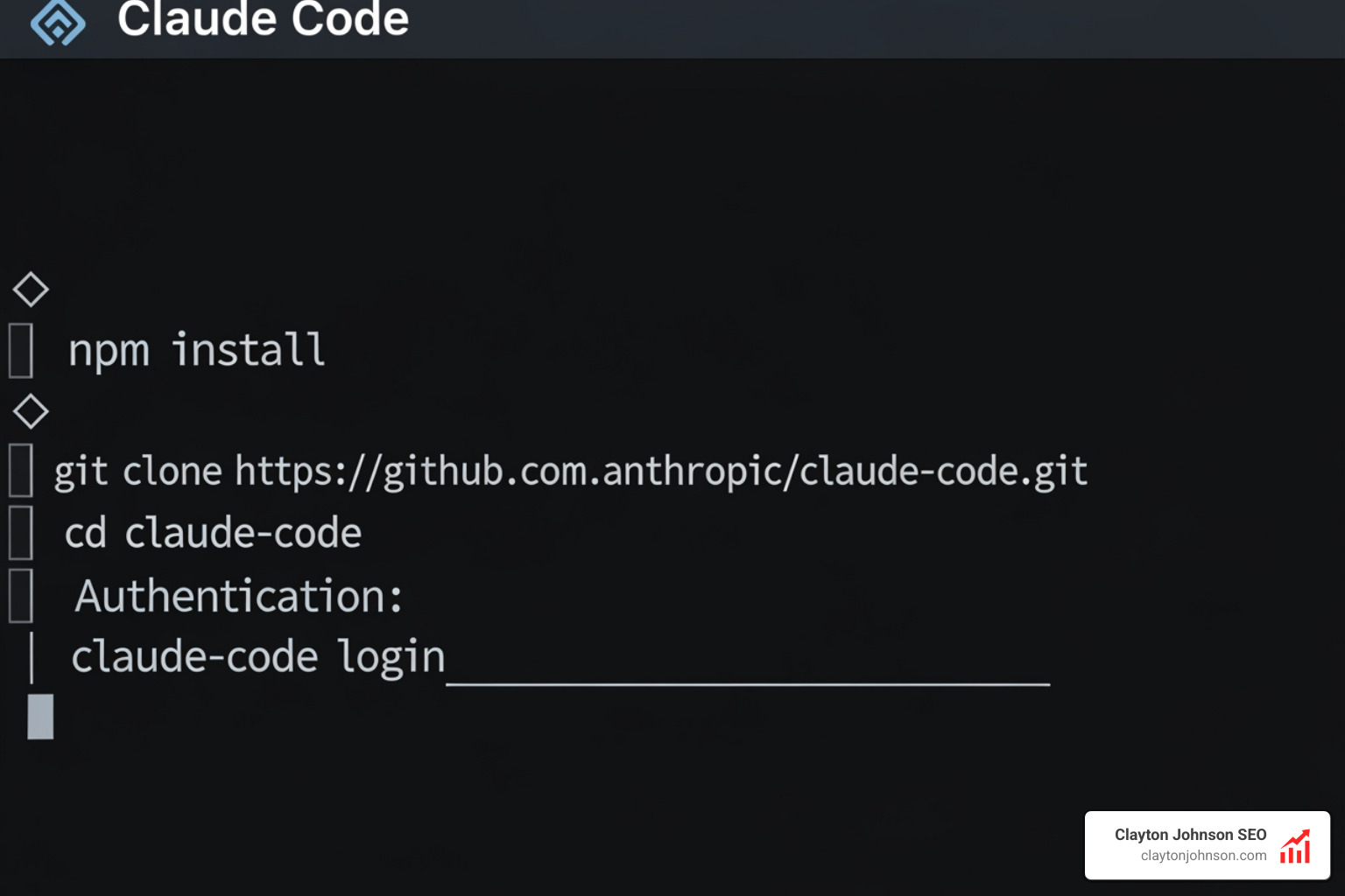 Illustration of the Claude Code installation process on a clean terminal screen - Claude AI code generation