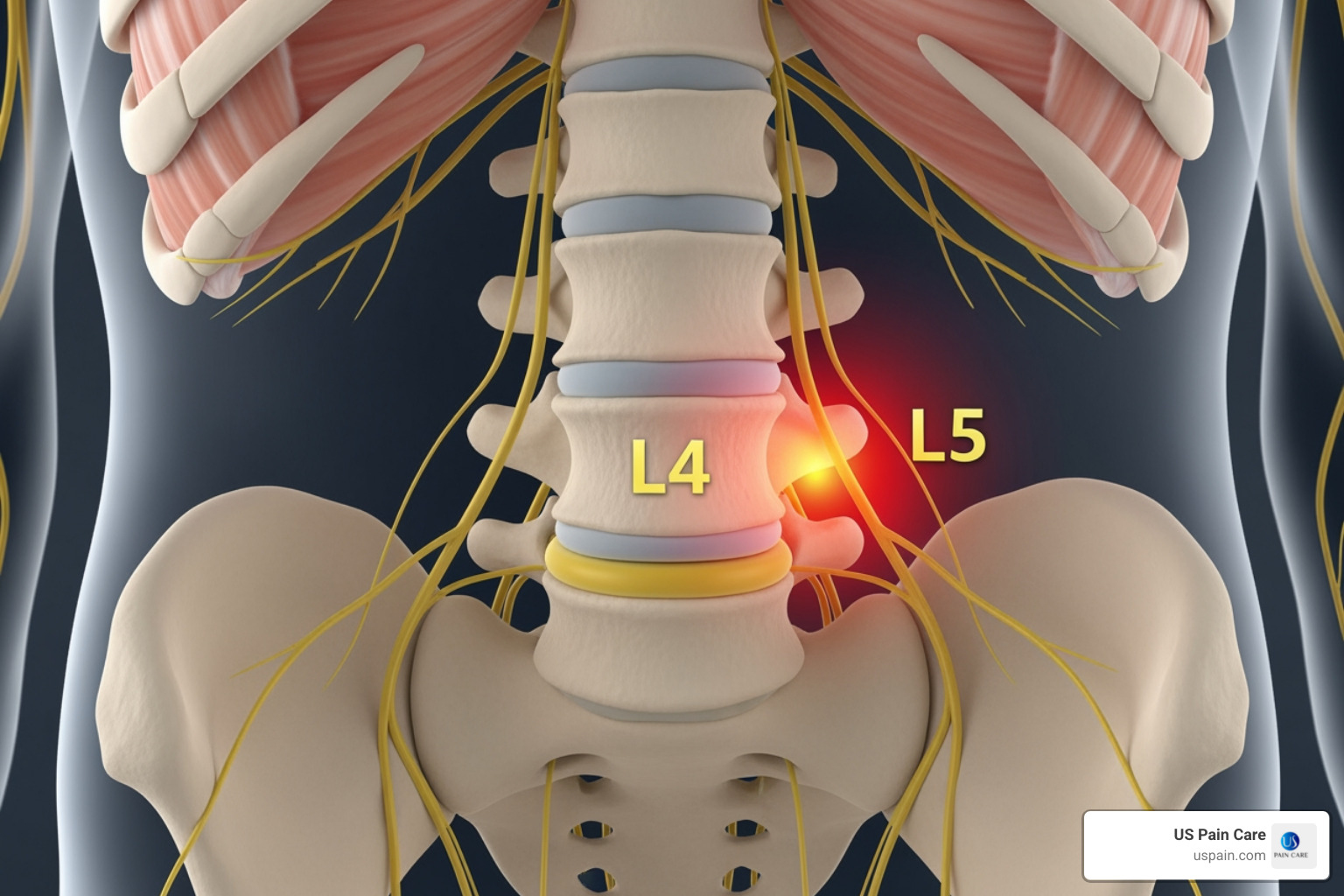 Anatomy of L4 and L5 vertebrae - lumbar spine pain l4 l5