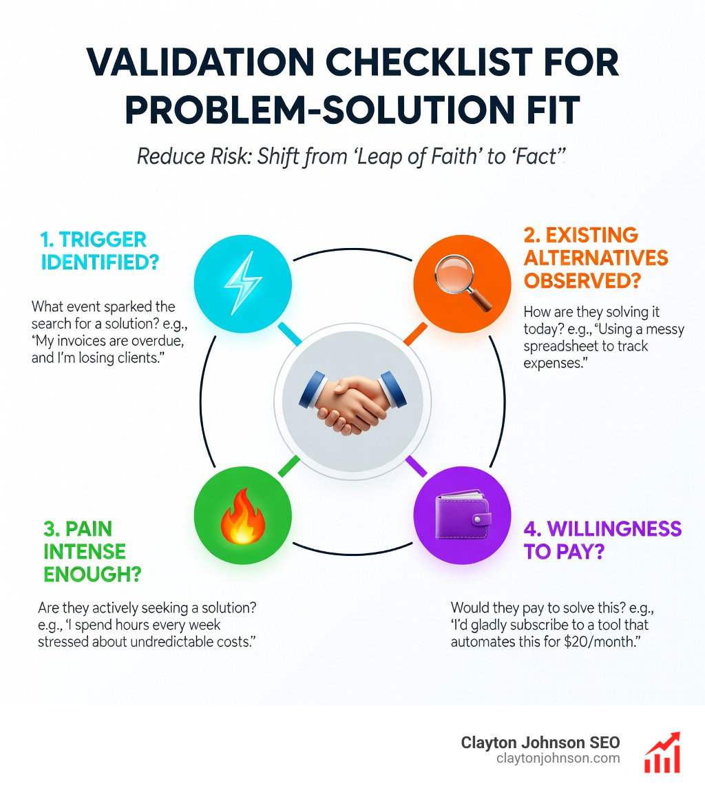 infographic: validation checklist for problem-solution fit - Lean Canvas problem solution infographic infographic: validation checklist for problem-solution fit - Lean Canvas problem solution infographic