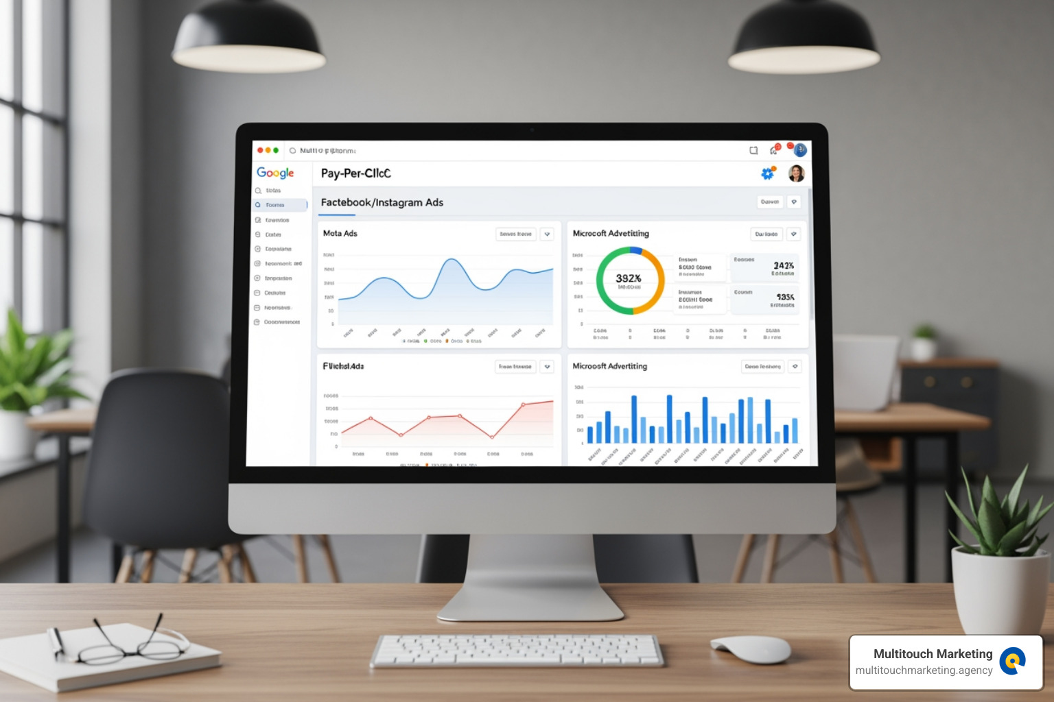 multi-platform PPC dashboard showing Google, Meta, and Microsoft performance side-by-side - ppc software for small business multi-platform PPC dashboard showing Google, Meta, and Microsoft performance side-by-side - ppc software for small business