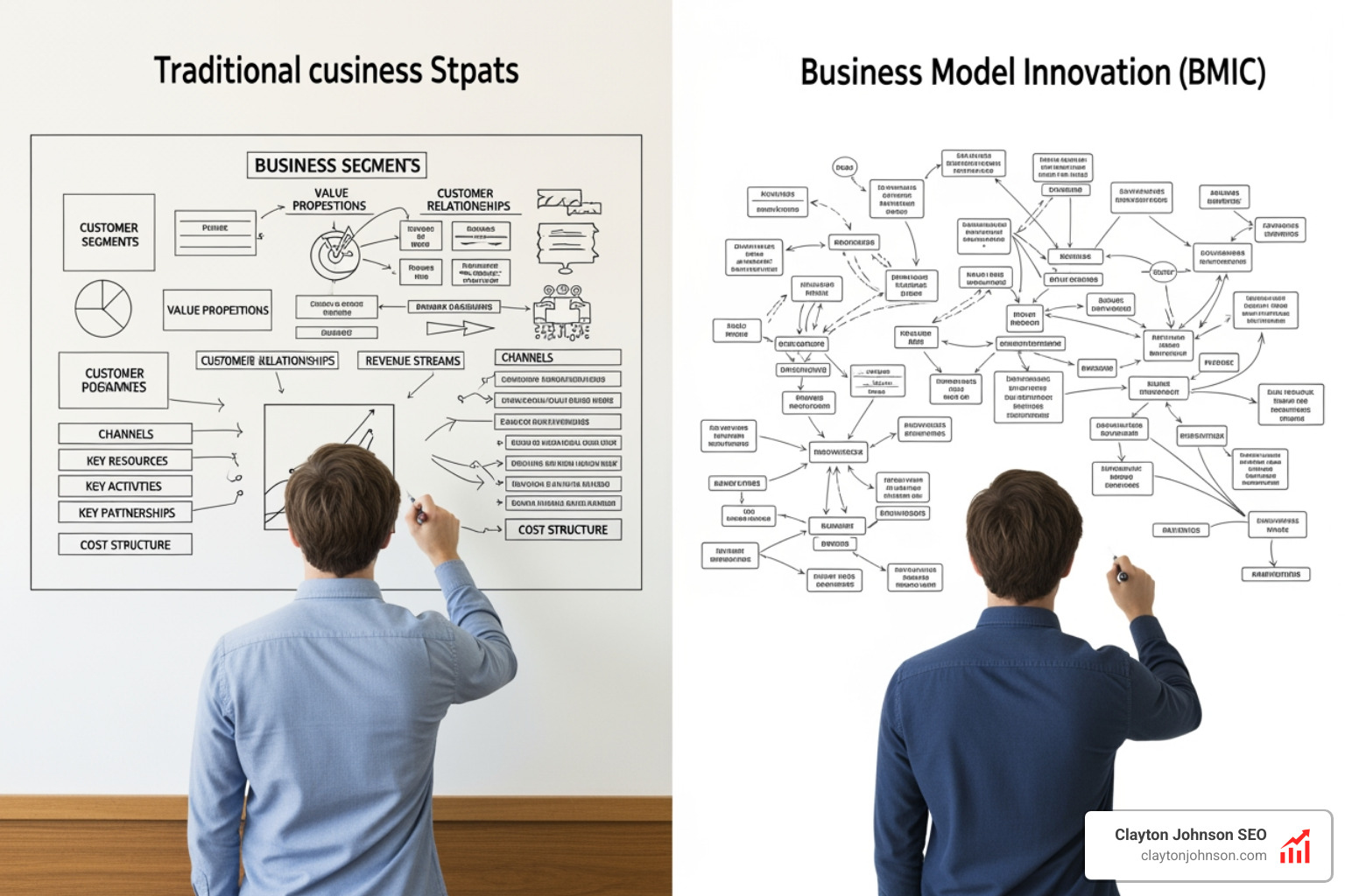 Comparison between the descriptive nature of the traditional BMC and the prescriptive, innovation-focused nature of the BMIC - Business model innovation canvas Comparison between the descriptive nature of the traditional BMC and the prescriptive, innovation-focused nature of the BMIC - Business model innovation canvas