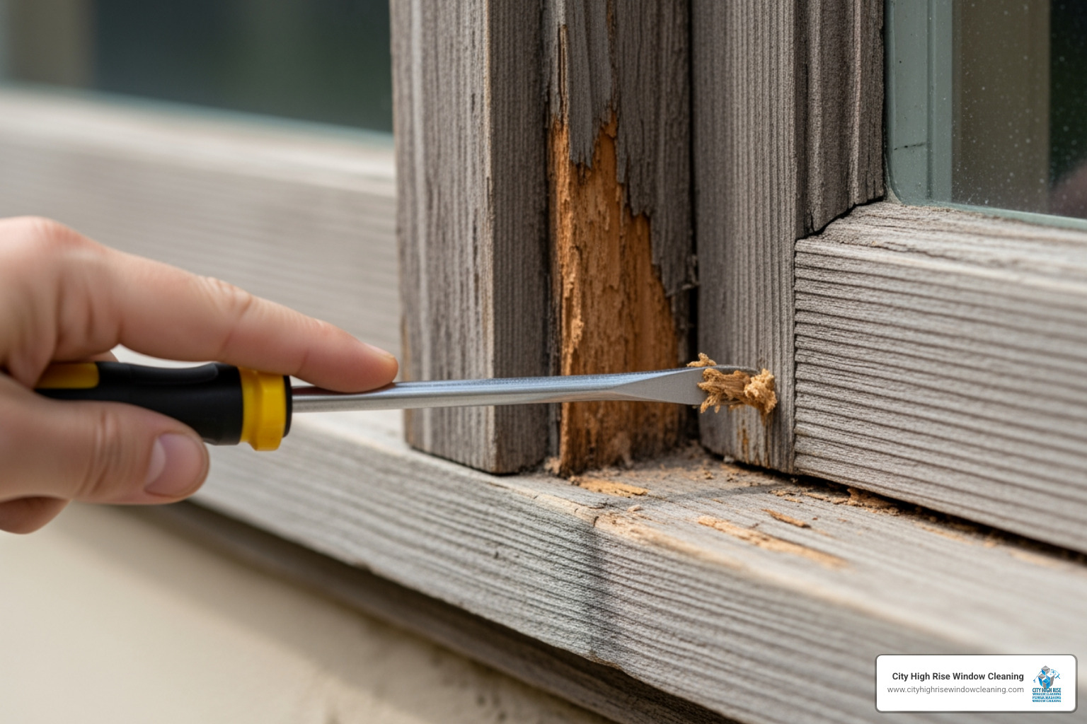 Using a screwdriver to test for rot in a window frame - how do i repair old wood window frame Using a screwdriver to test for rot in a window frame - how do i repair old wood window frame