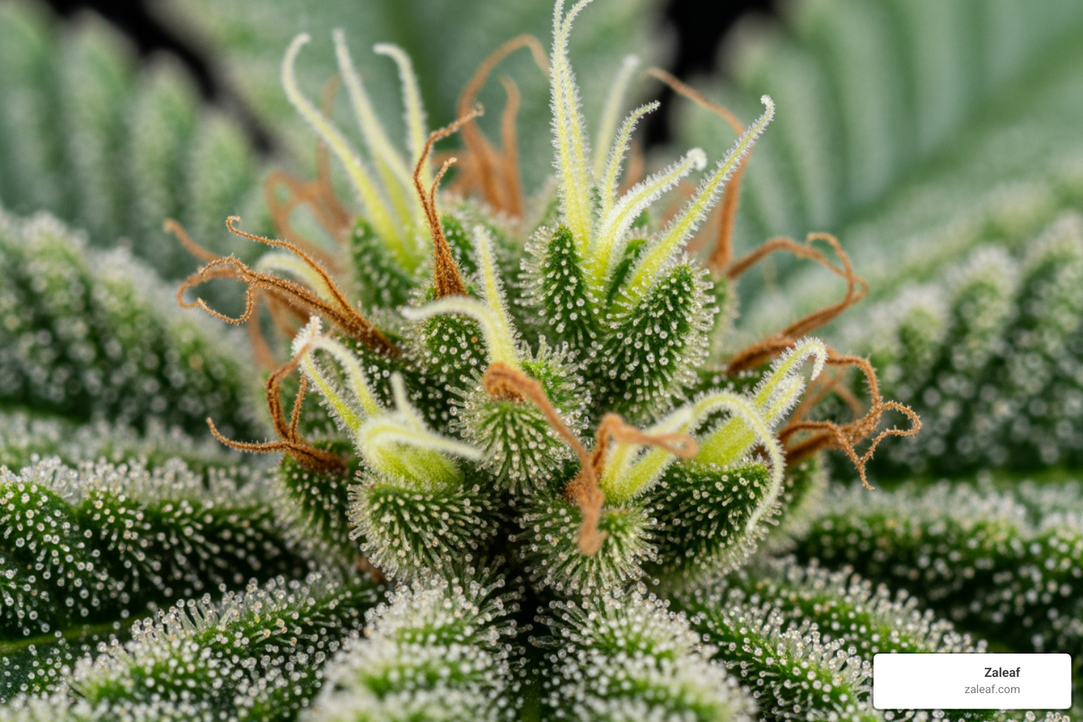 close up of cannabis trichomes on a leaf - full spectrum vape