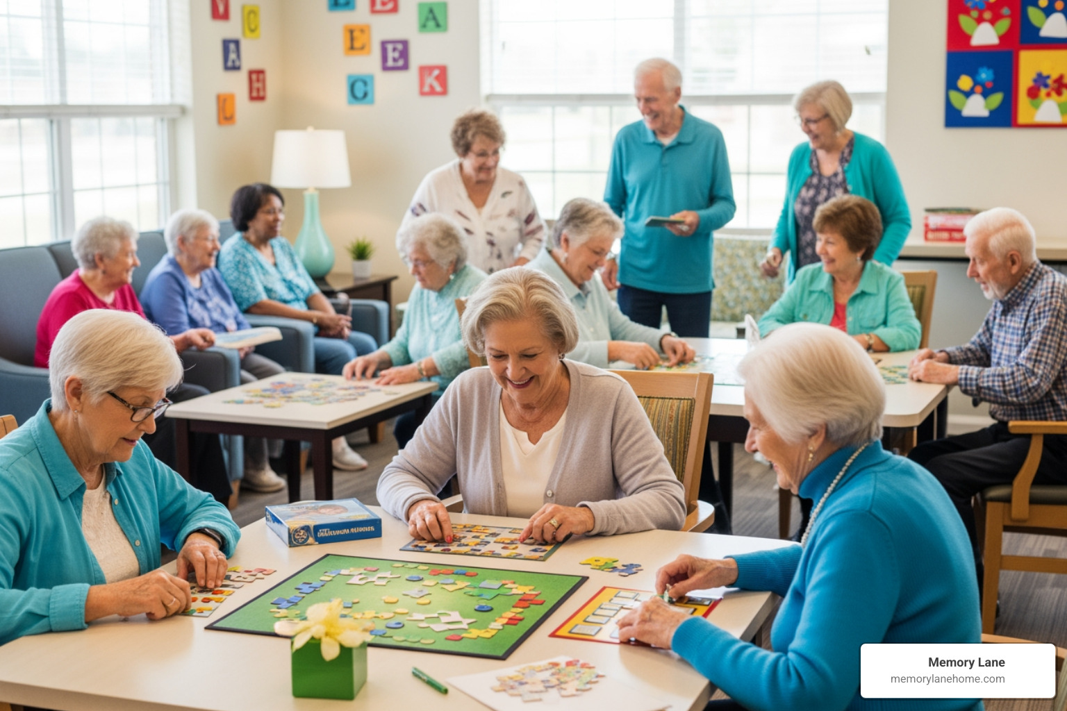 seniors engaged in cognitive stimulation activities - memory center near me