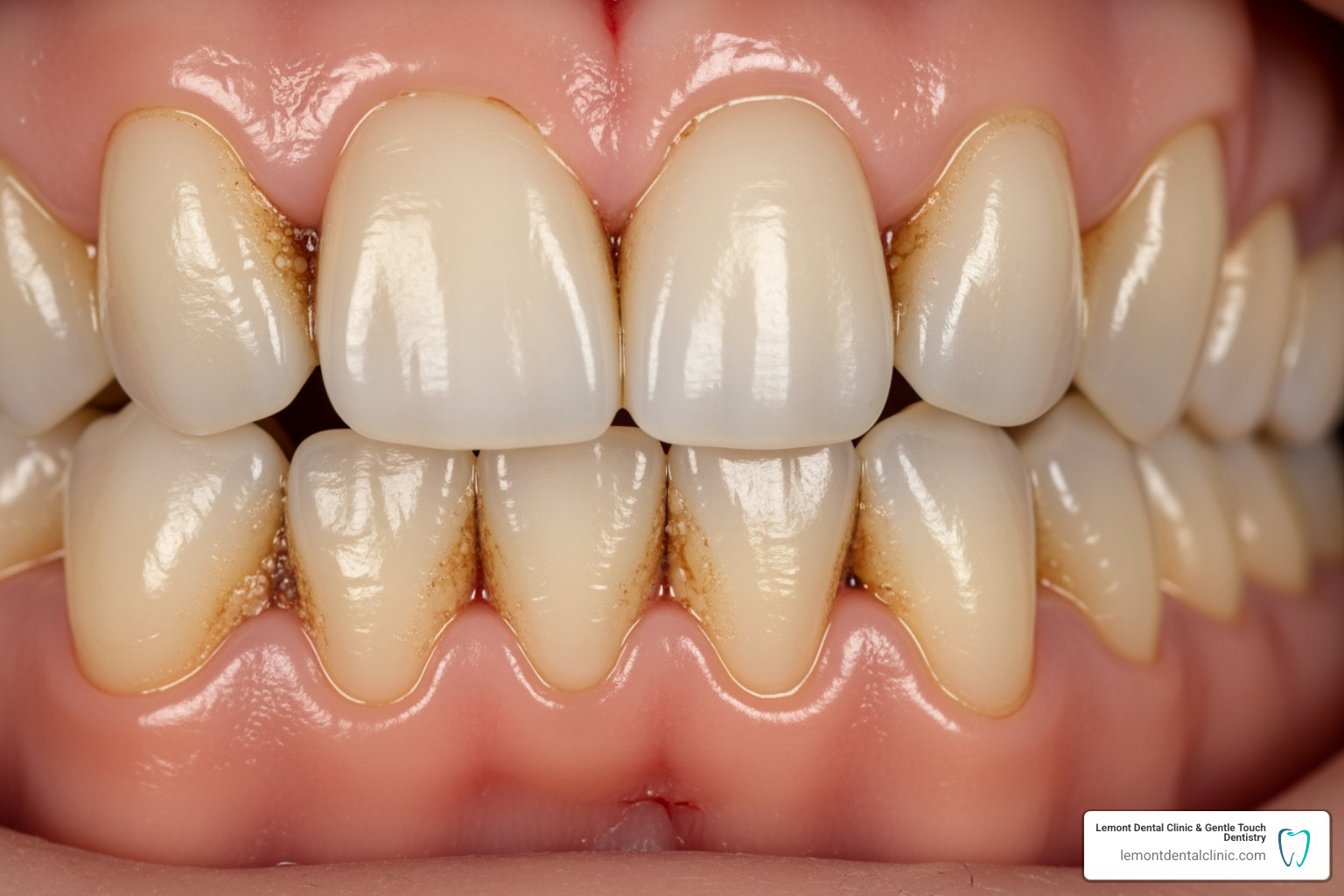 showing the impact of plaque and tartar on the gum line - Gum recession treatment