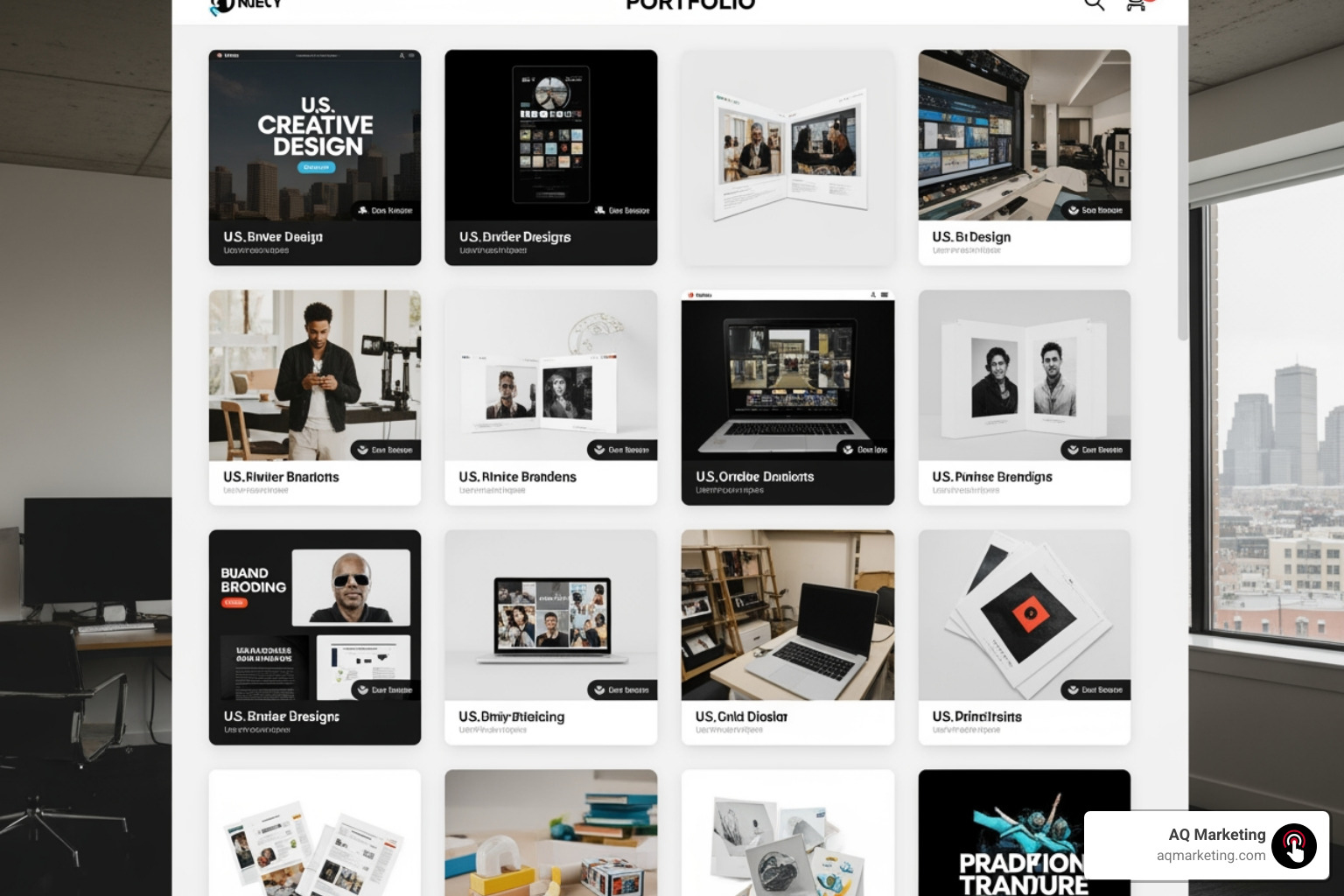 A bold portfolio grid showing high-quality agency projects with clear, interactive elements - website design for agencies A bold portfolio grid showing high-quality agency projects with clear, interactive elements - website design for agencies