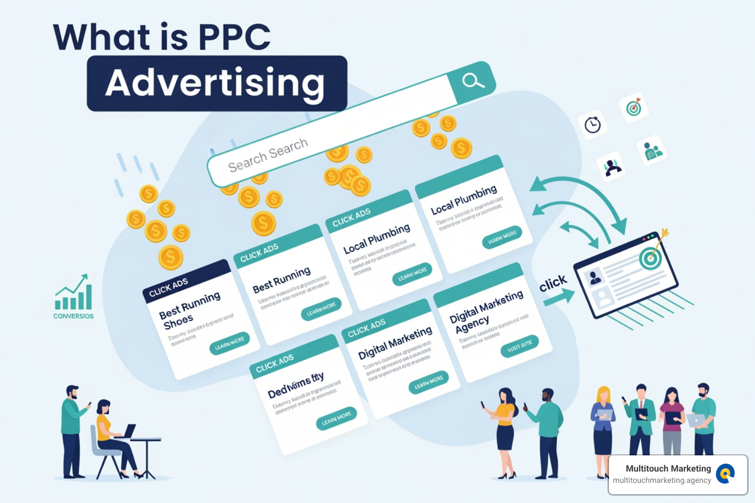 Google Ads auction process showing how bids and quality scores combine to determine ad placement - what is ppc advertising Google Ads auction process showing how bids and quality scores combine to determine ad placement - what is ppc advertising