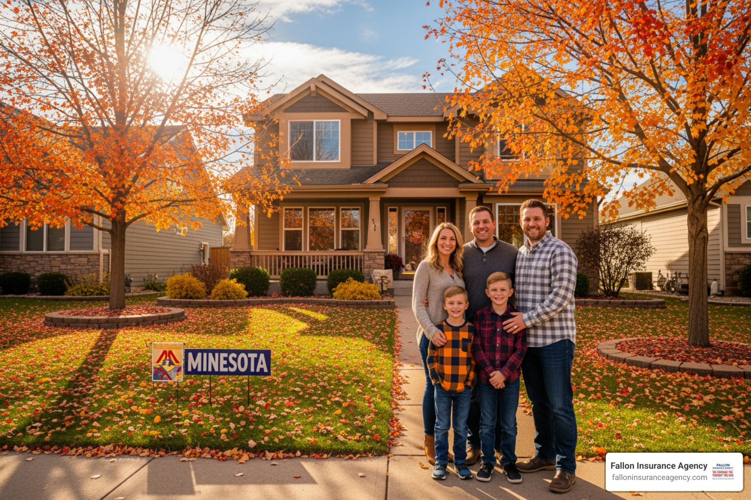 Minnesota family standing in front of their home - Minnesota mortgage insurance comparison