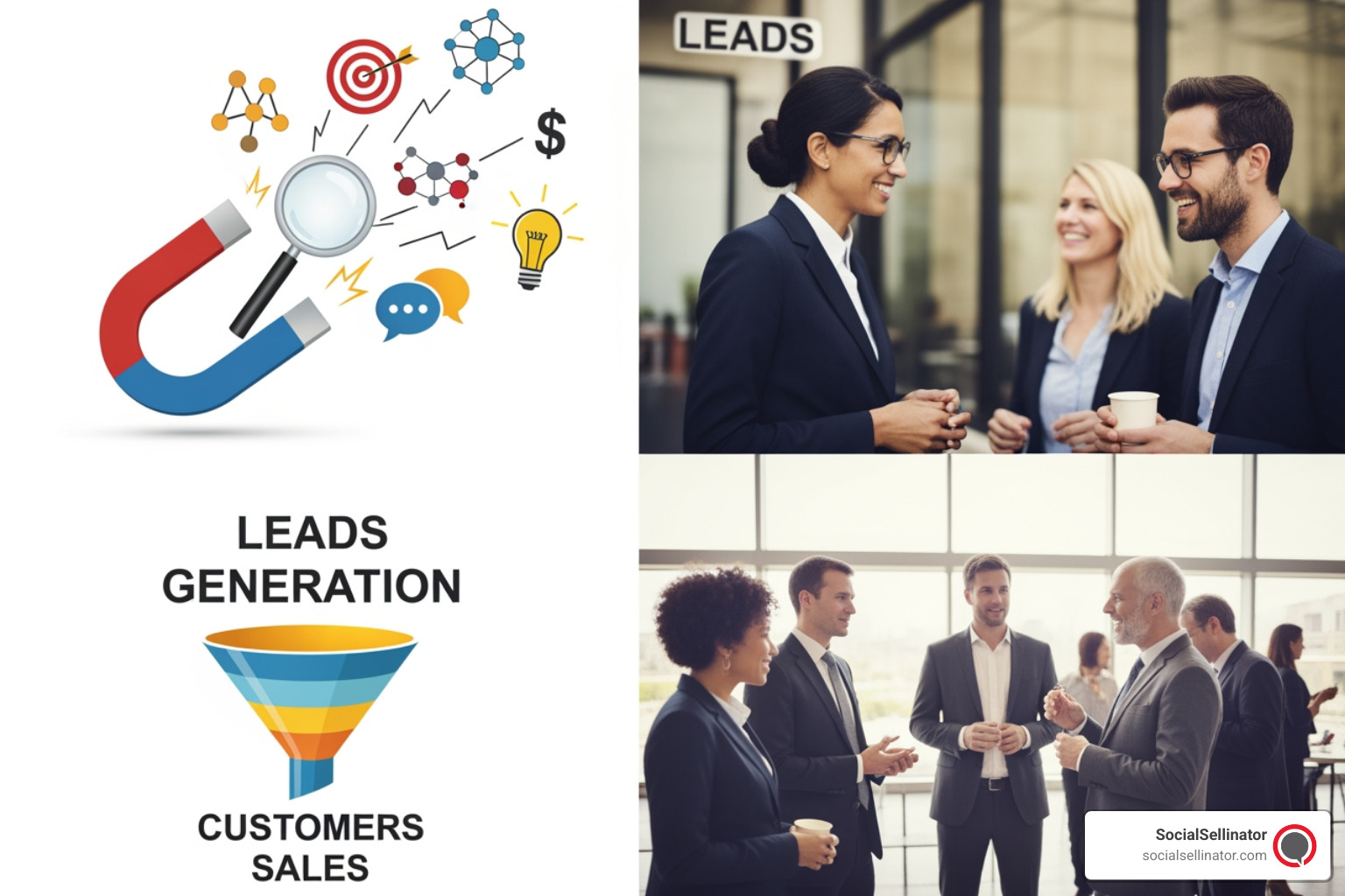 A digital marketing dashboard showing local search conversion rates and lead sources. Metadata: Title: Local Marketing Analytics; Caption: Tracking lead performance for local businesses. - How to get leads?