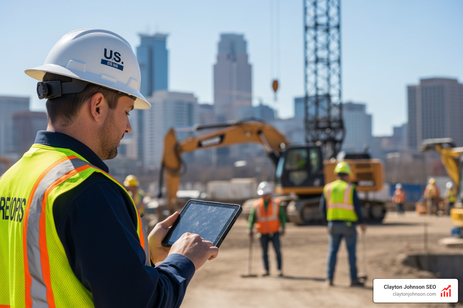 safety officer using a tablet on a construction site - risk matrix template download
