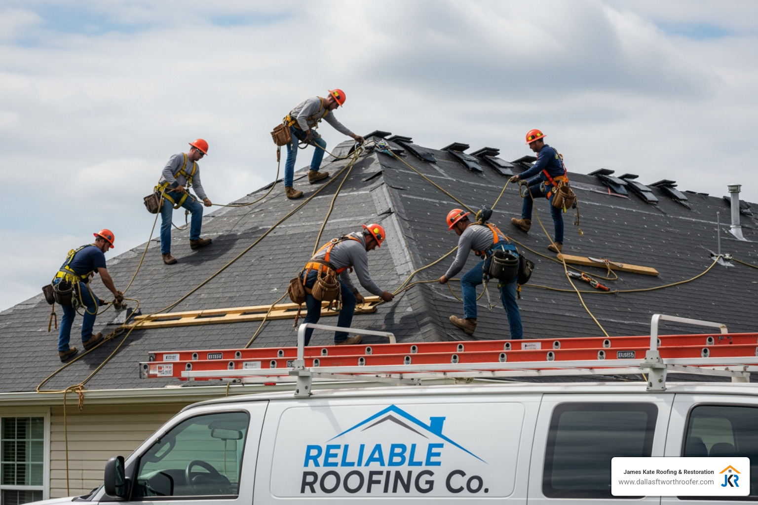 technician in royal blue James Kate shirt inspecting hail damage on a roof - roofing services company technician in royal blue James Kate shirt inspecting hail damage on a roof - roofing services company