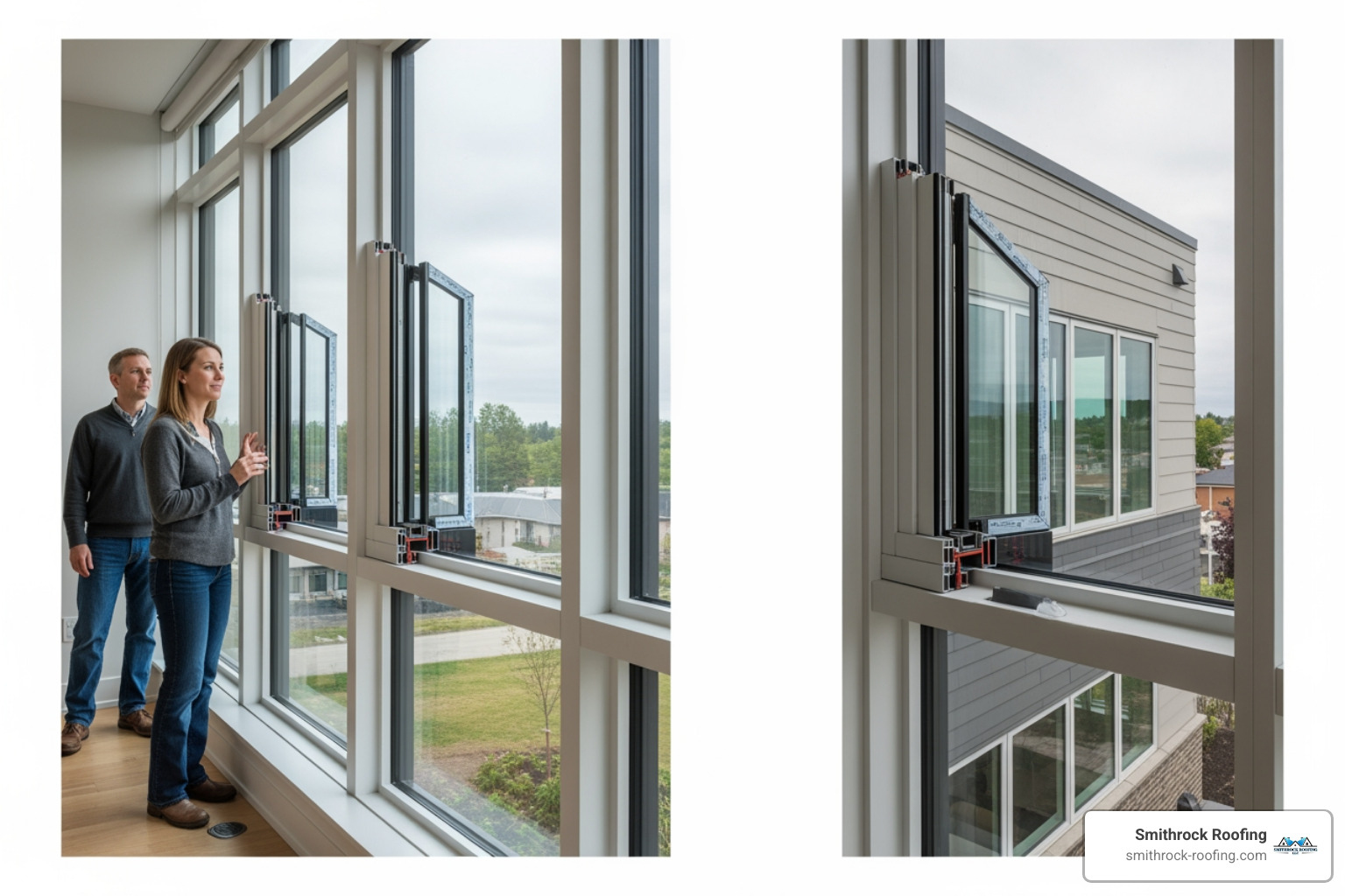 A close-up photograph of an NFRC performance label on a new window, clearly showing the U-factor, Solar Heat Gain Coefficient, Visible Transmittance, and Air Leakage ratings for consumer transparency - high performance windows