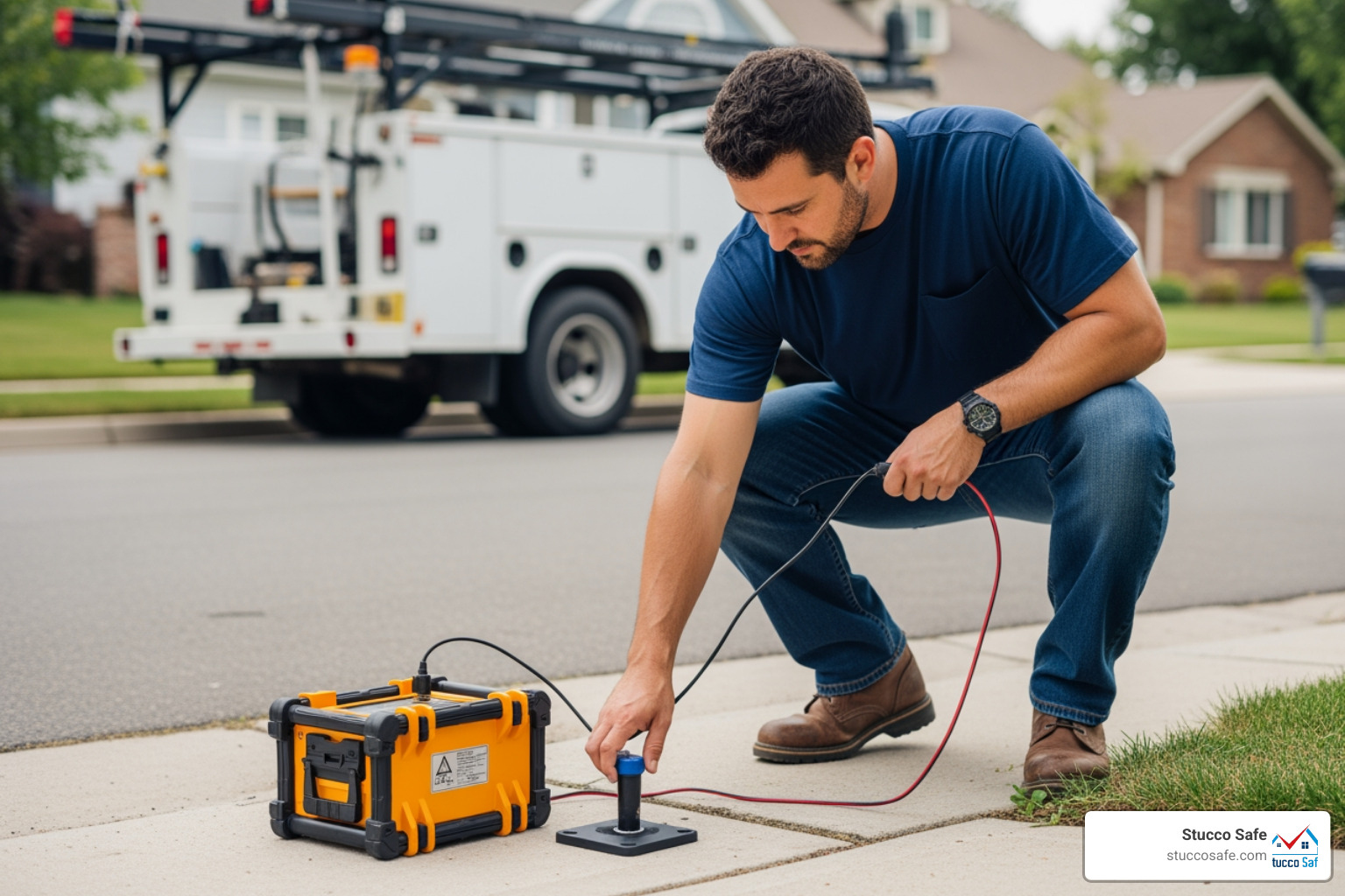 professional using acoustic leak detector - leak detector professional using acoustic leak detector - leak detector