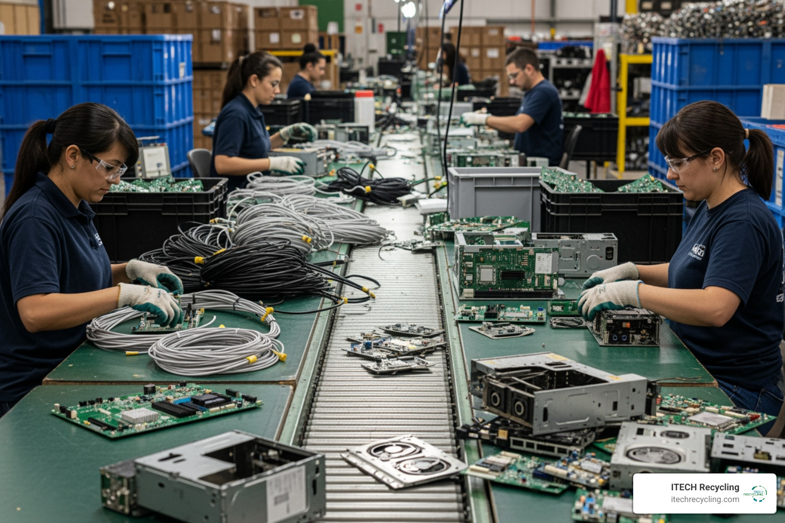 electronic components being sorted for recycling - computer recycling drop off