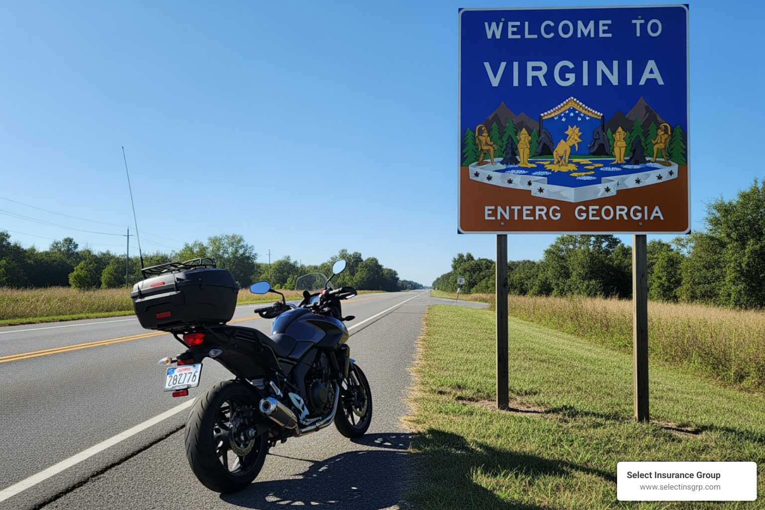 motorcycle parked near a state line sign - motorcycle insurance for veterans motorcycle parked near a state line sign - motorcycle insurance for veterans