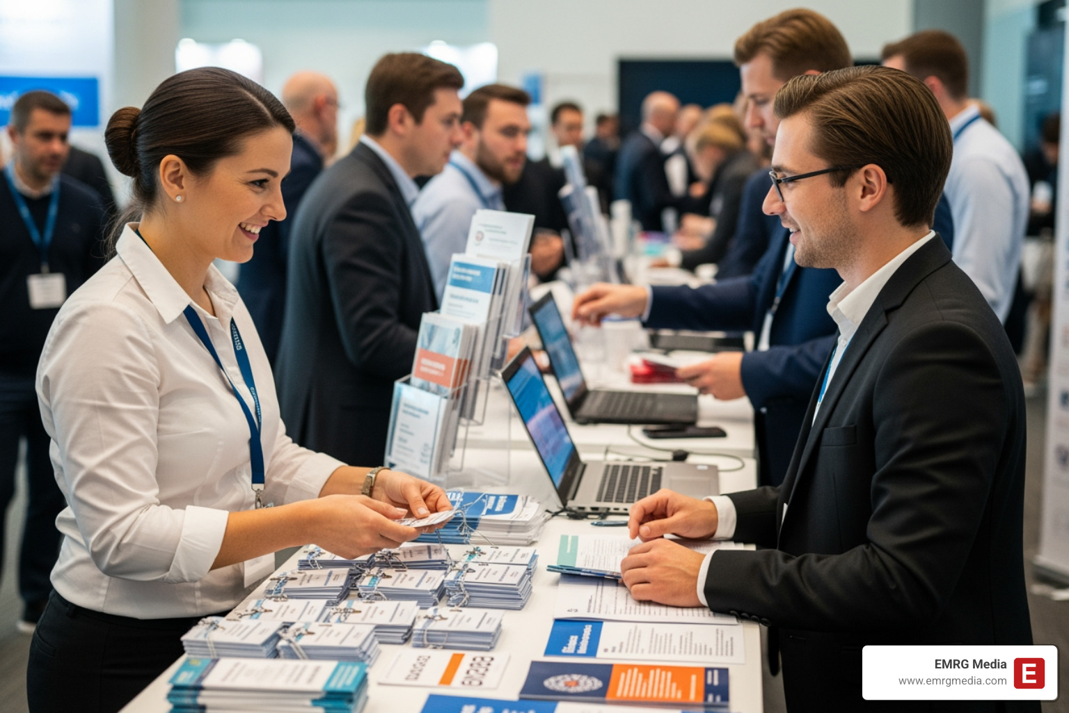 A professional event coordinator managing a registration desk at a busy conference - event coordinator price list A professional event coordinator managing a registration desk at a busy conference - event coordinator price list