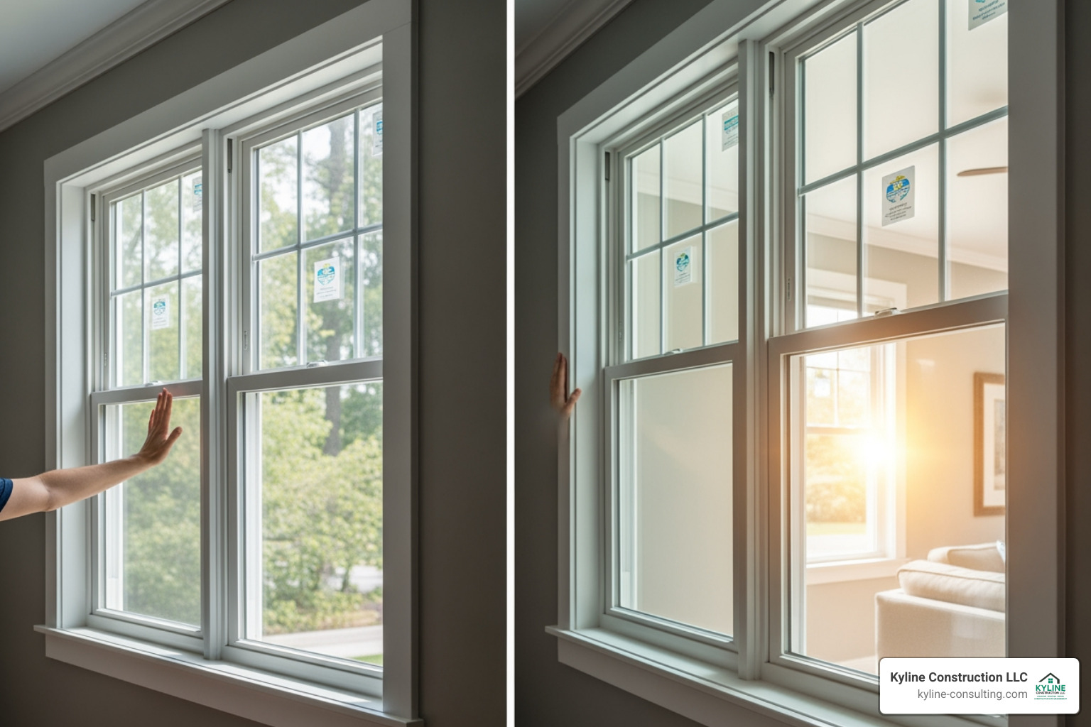 cross-section of triple-pane glass - energy-efficient replacement windows
