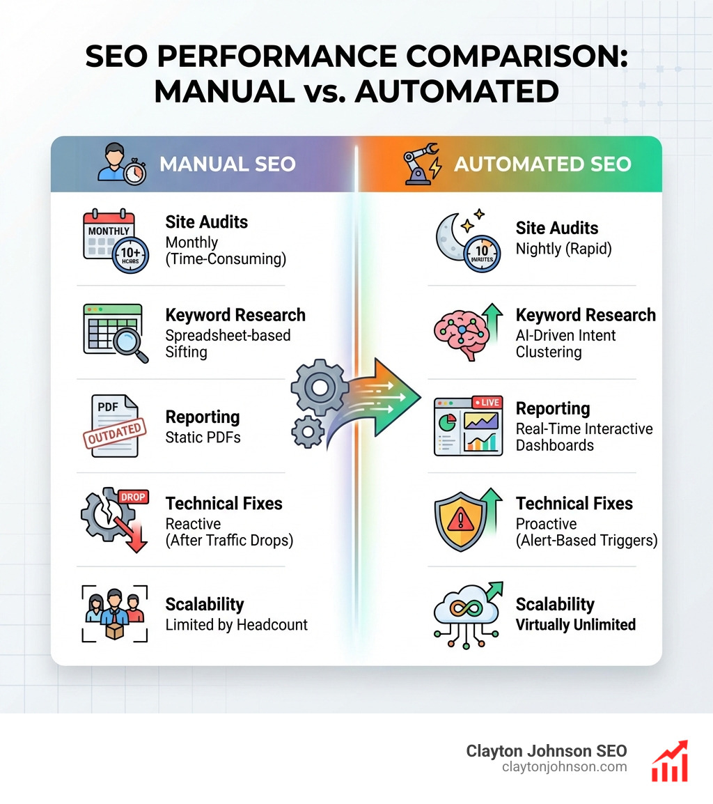 SEO performance comparison chart - what is seo automation infographic 