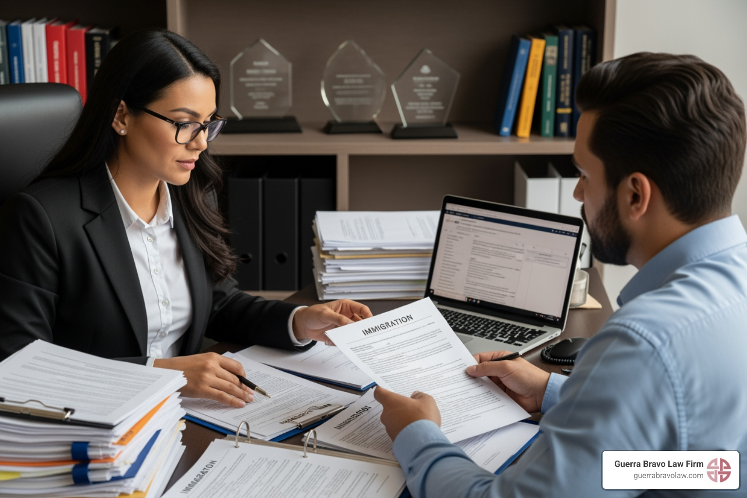 attorney reviewing complex immigration documents with a client - family based immigration attorney attorney reviewing complex immigration documents with a client - family based immigration attorney