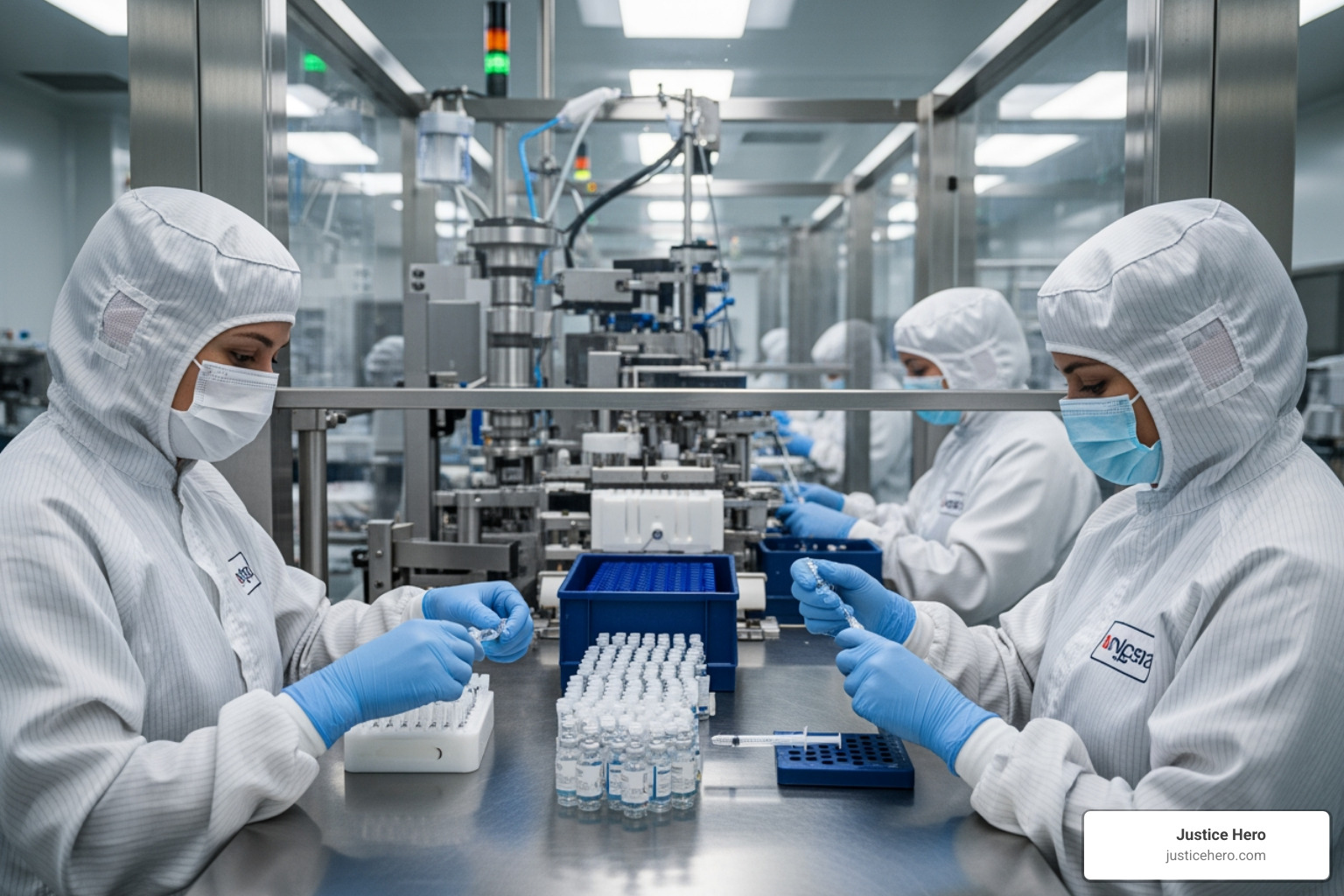 Pharmaceutical manufacturing facility showing the production of injectable medications - Ozempic lawsuit attorney