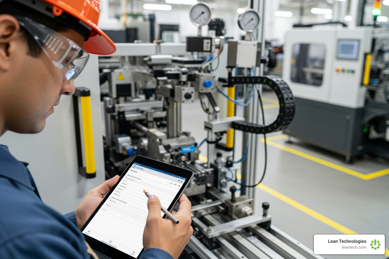operator using a digital maintenance checklist on a tablet to log equipment status in real time - planned maintenance tpm operator using a digital maintenance checklist on a tablet to log equipment status in real time - planned maintenance tpm