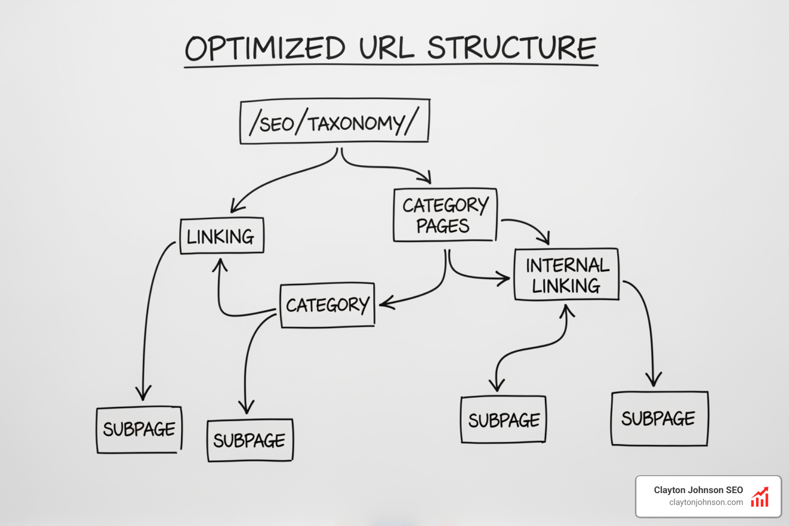 Optimized URL structure and internal linking paths - taxonomy driven SEO strategy