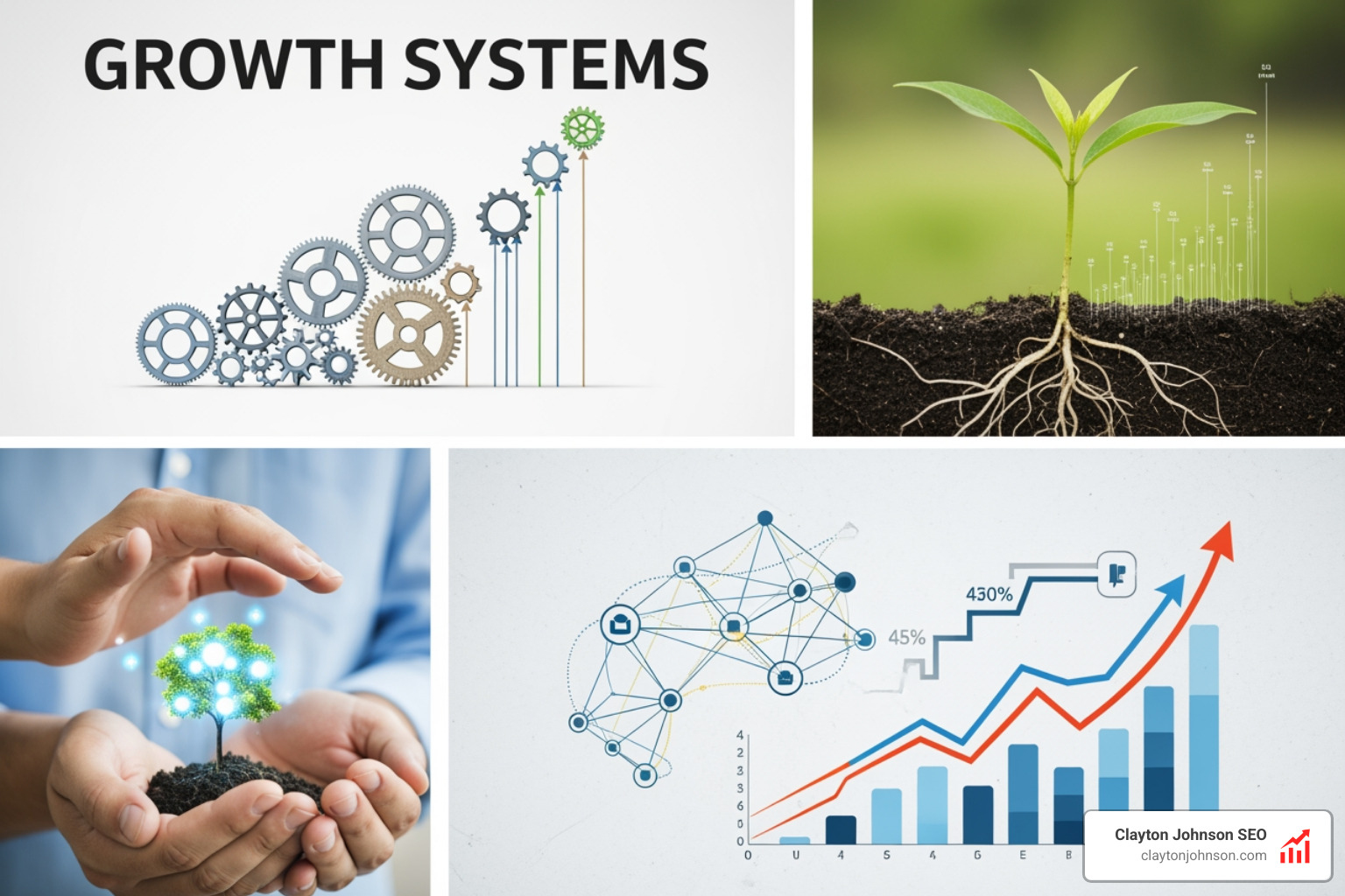 Industry-specific growth dashboard showing KPI metrics for Manufacturing (EBITDA), SaaS (ARR), and Service (Lead Velocity) - Growth Systems