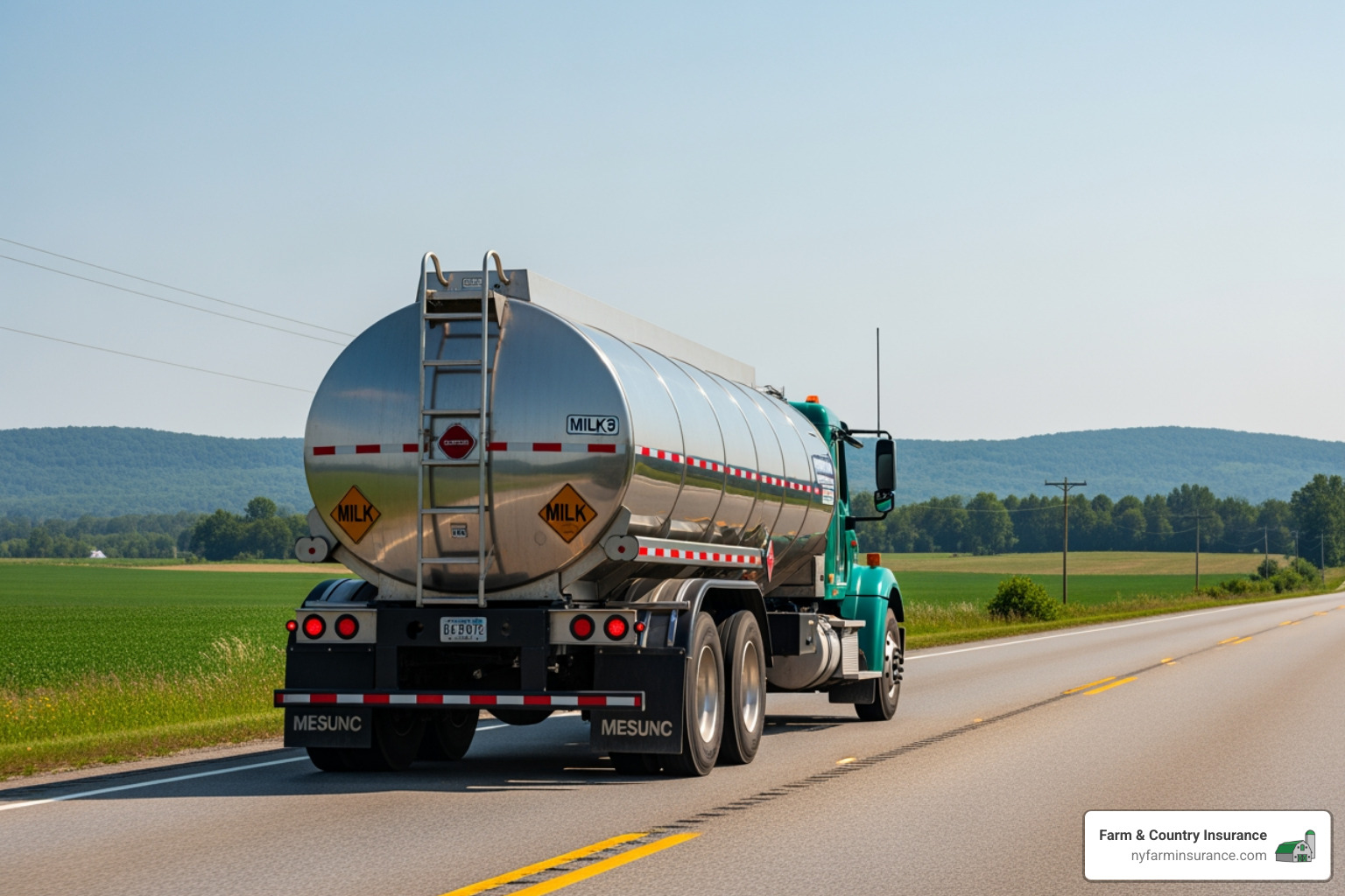 milk tanker on a New York highway - dairy farm insurance auto milk tanker on a New York highway - dairy farm insurance auto